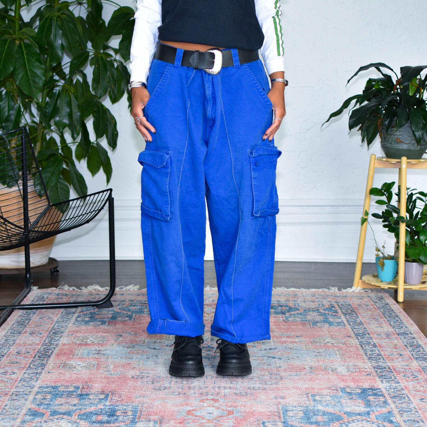Vintage Indigo Baggy Cargo Pants