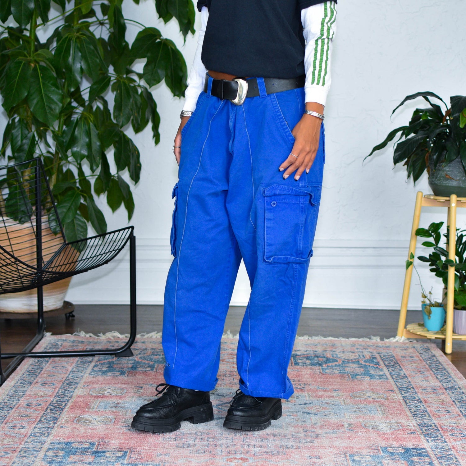 Vintage Indigo Baggy Cargo Pants