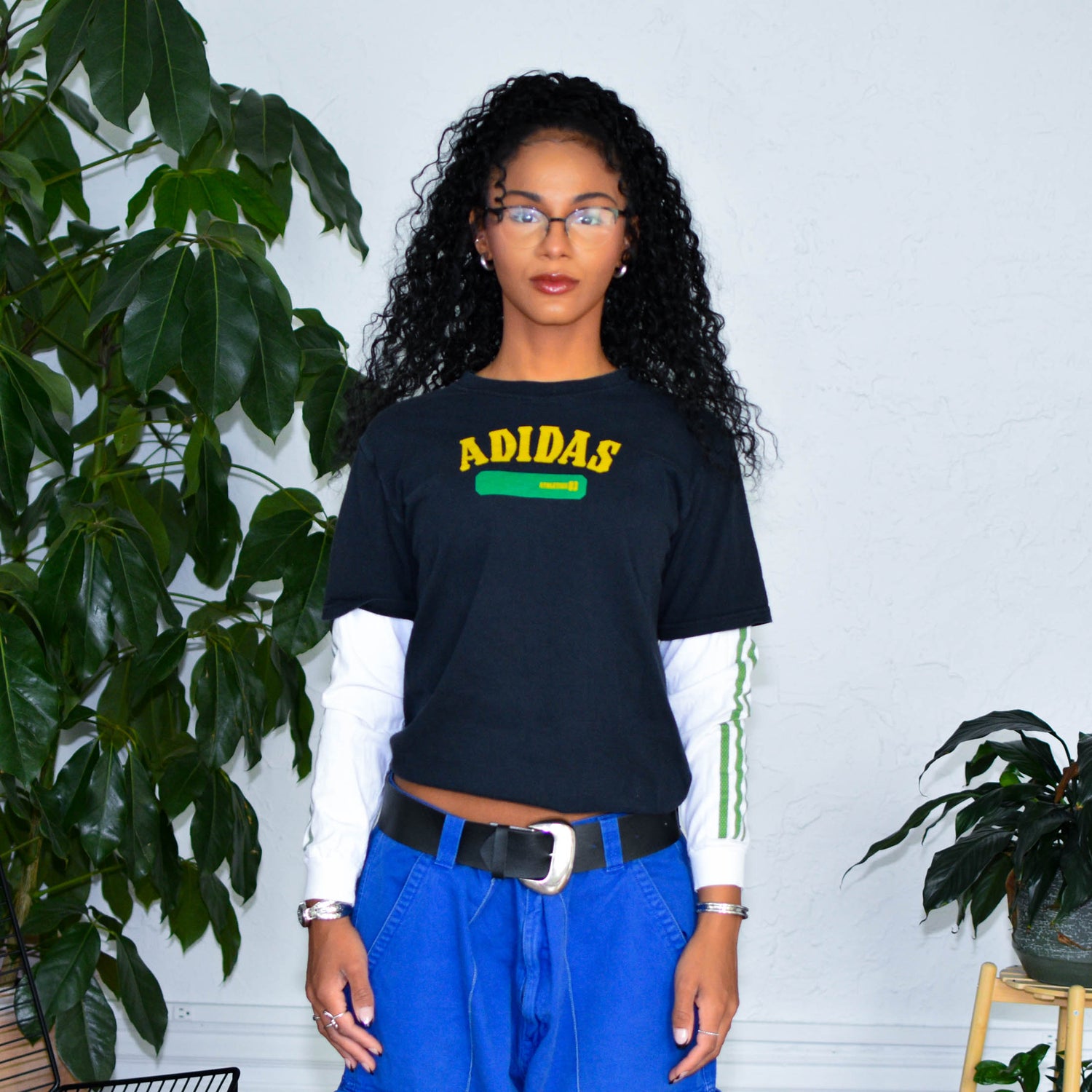 Y2k Adidas Layered Long Sleeve Baby Tee