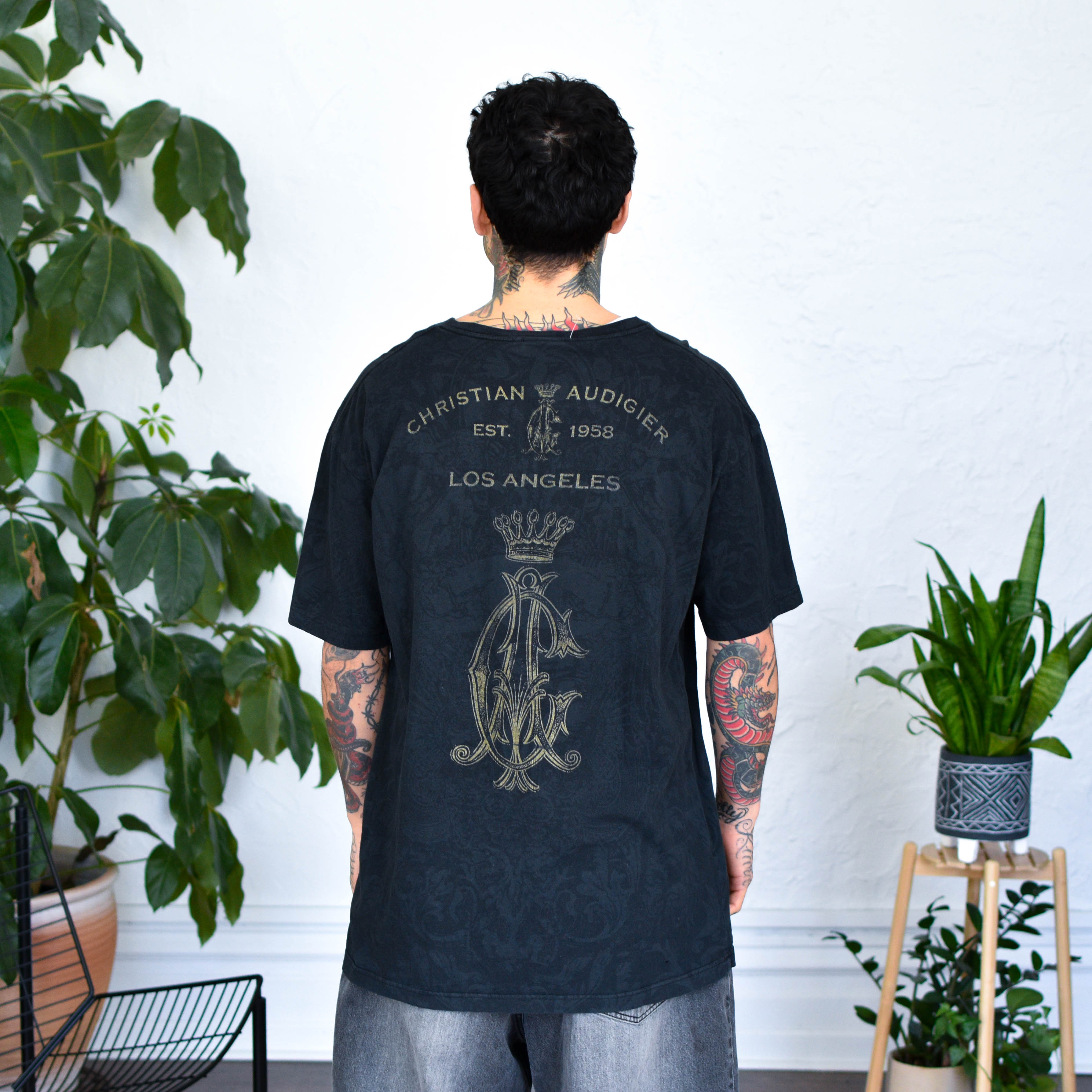 Vintage Y2K Christian Audigier Tattoos T-Shirt