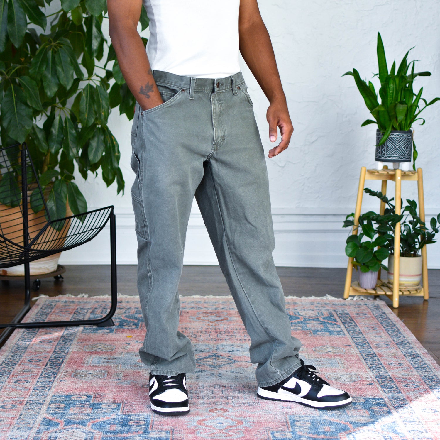 Vintage Distressed Dickies Dark Olive Carpenter Pants
