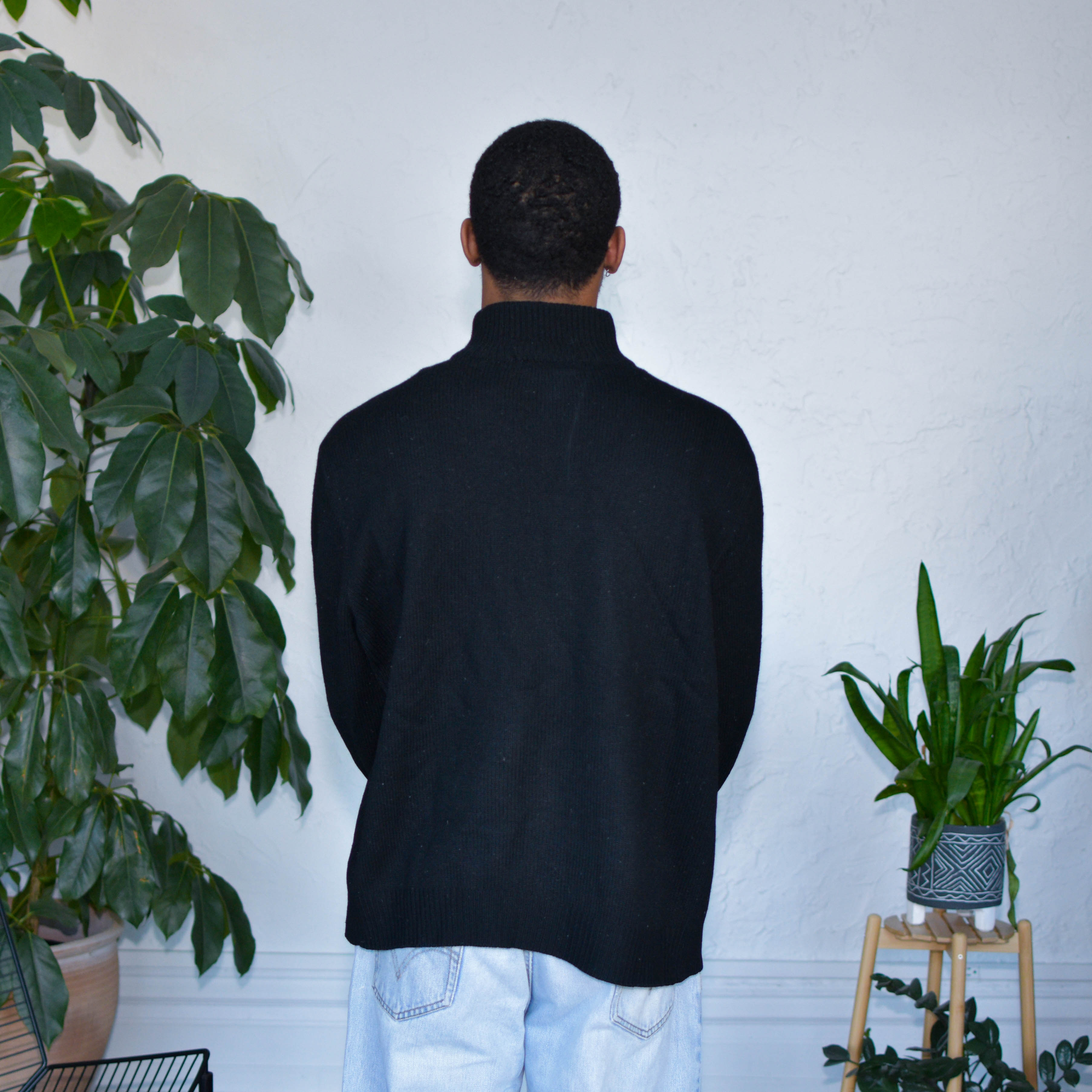 Polo Ralph Lauren Black Knit Quarter-Zip Sweatshirt