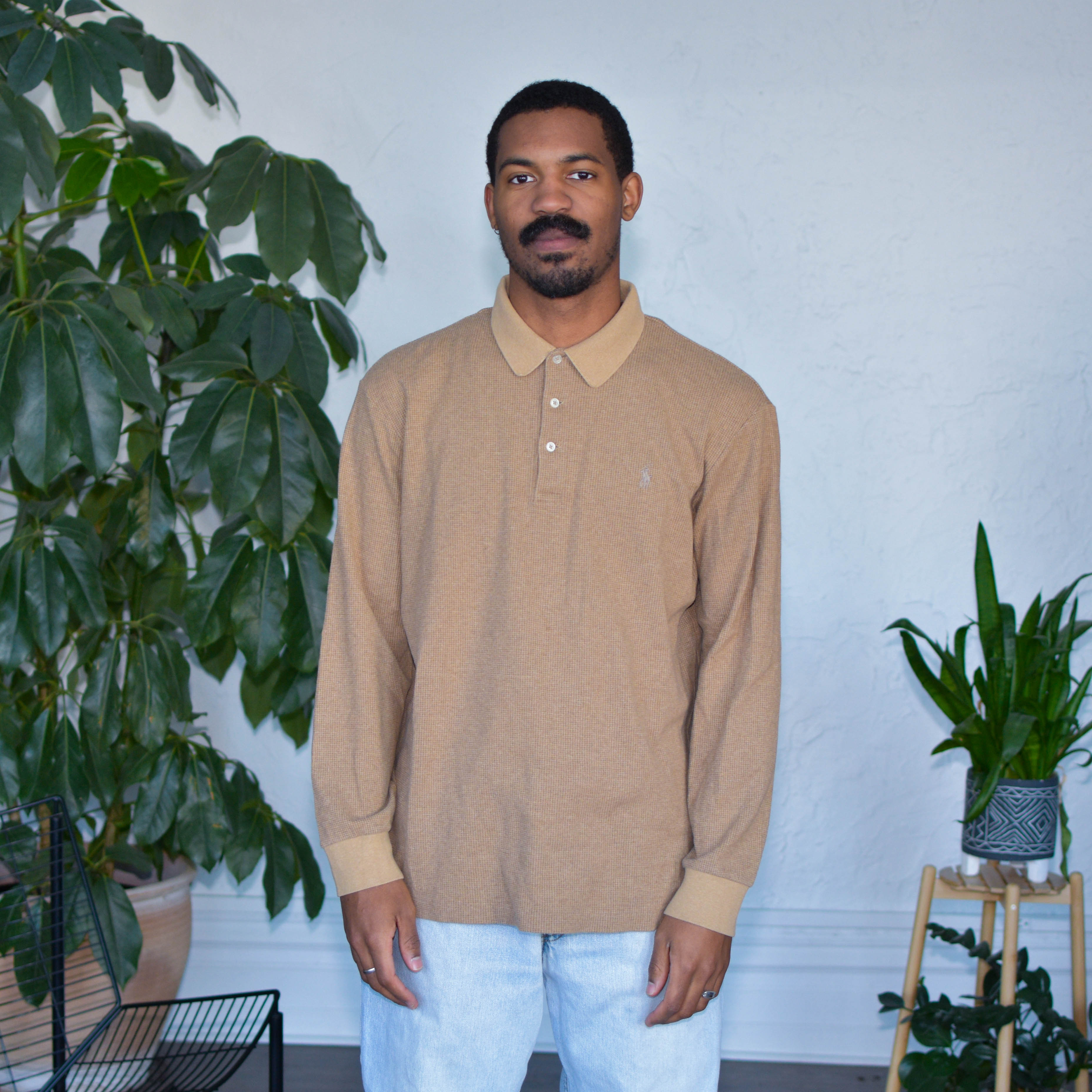Vintage Polo Golf Ralph Lauren Tan Long Sleeve Polo Shirt