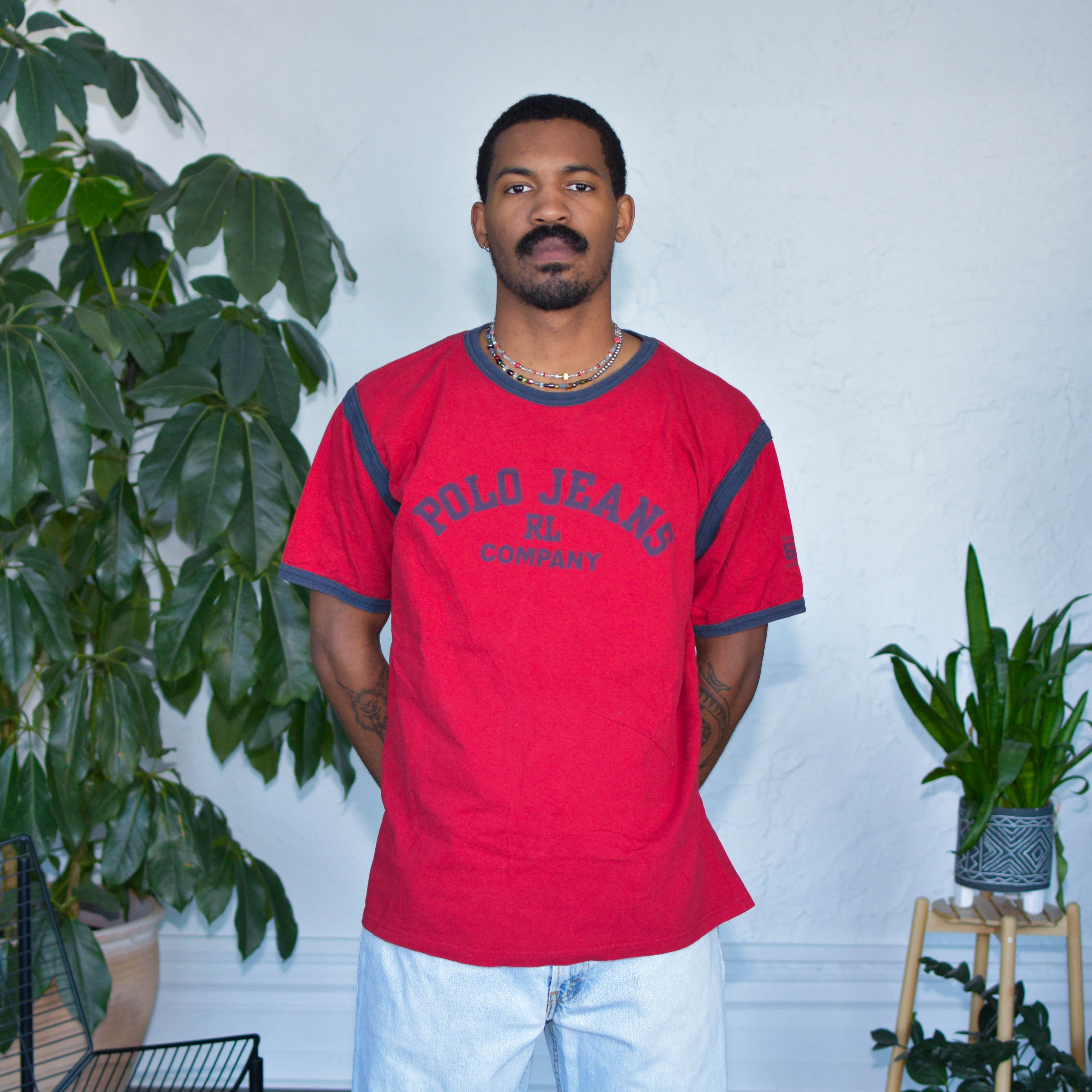 Y2K Polo Jeans Red Ringer T-Shirt