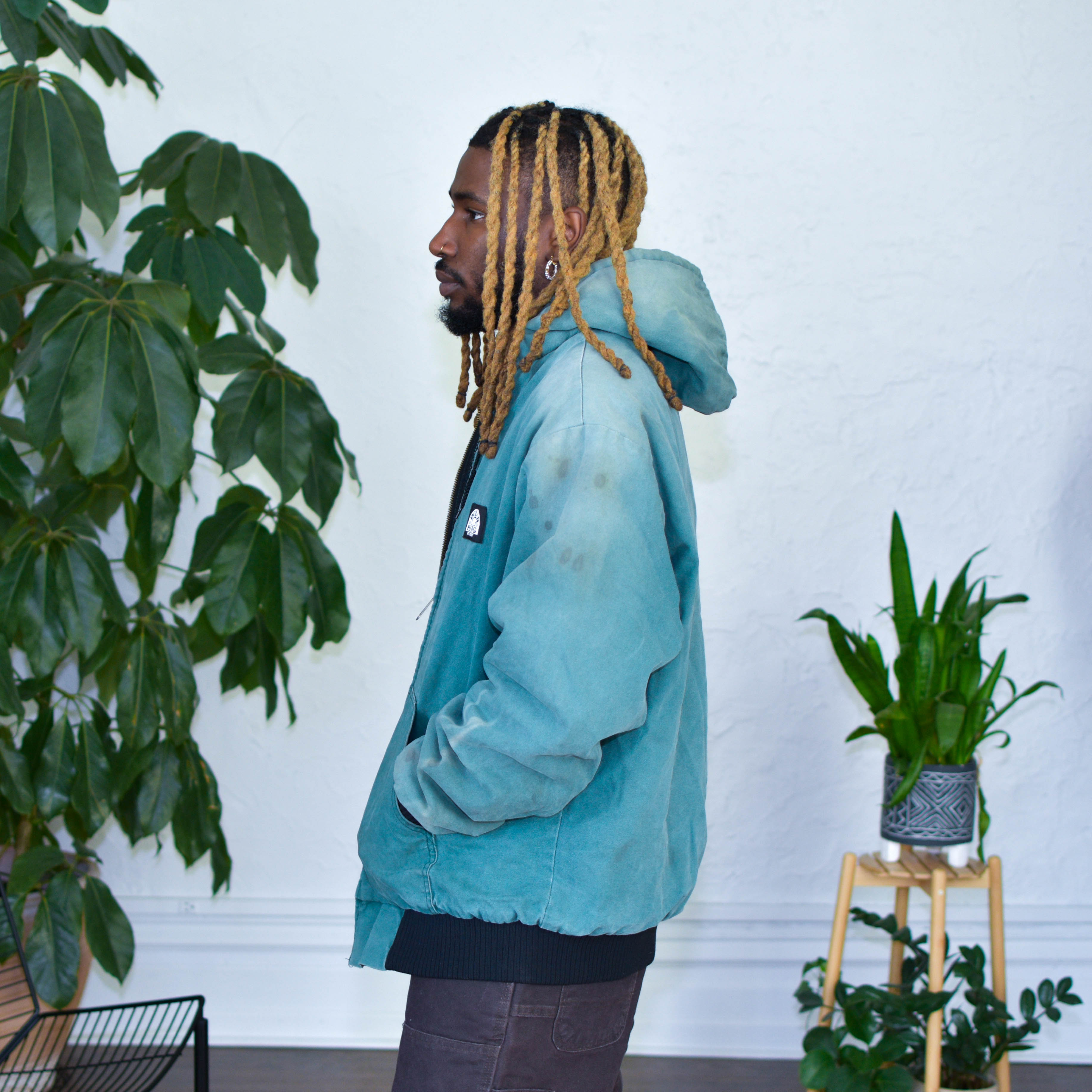 Vintage Distressed Polar King Green Quilted Work Jacket