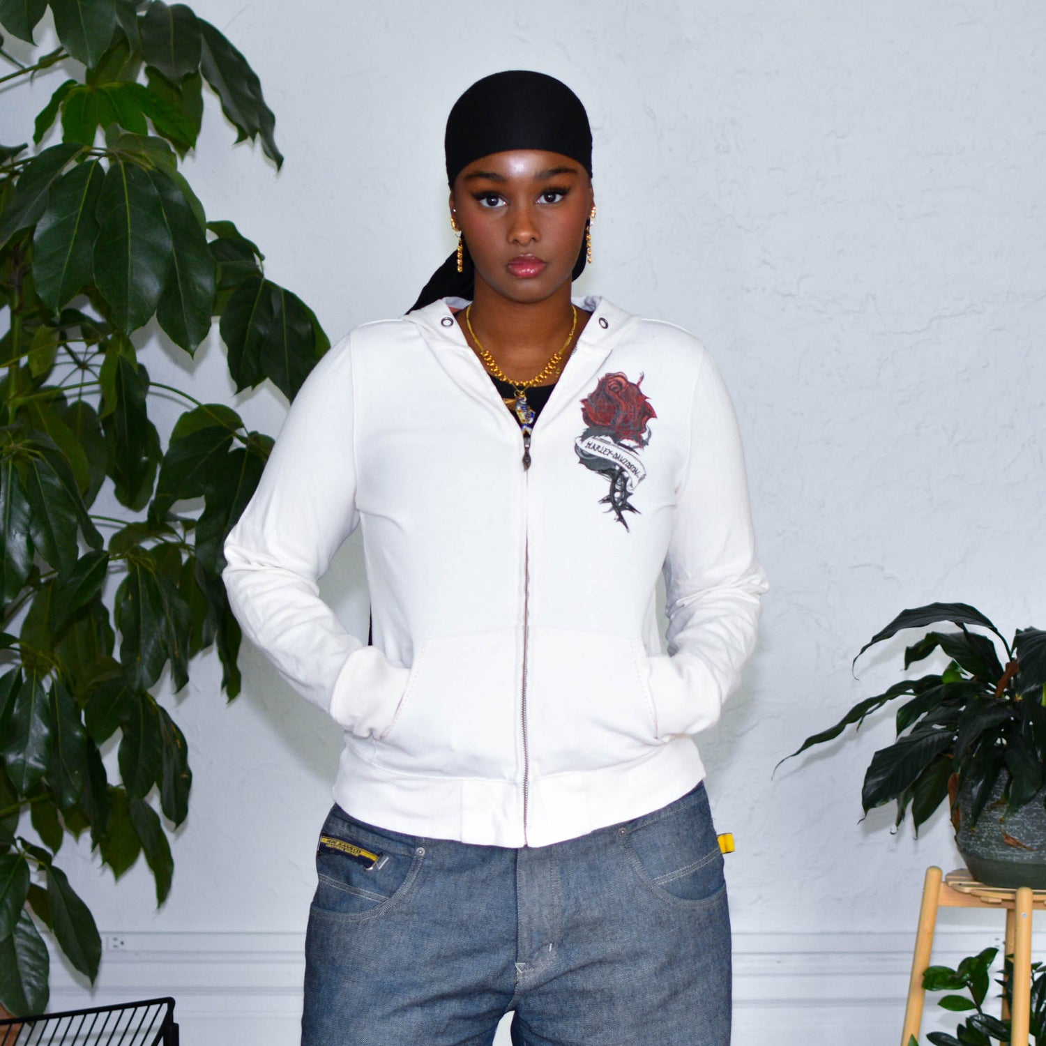 Y2k Harley Davidson Graphic Femme Zip Up