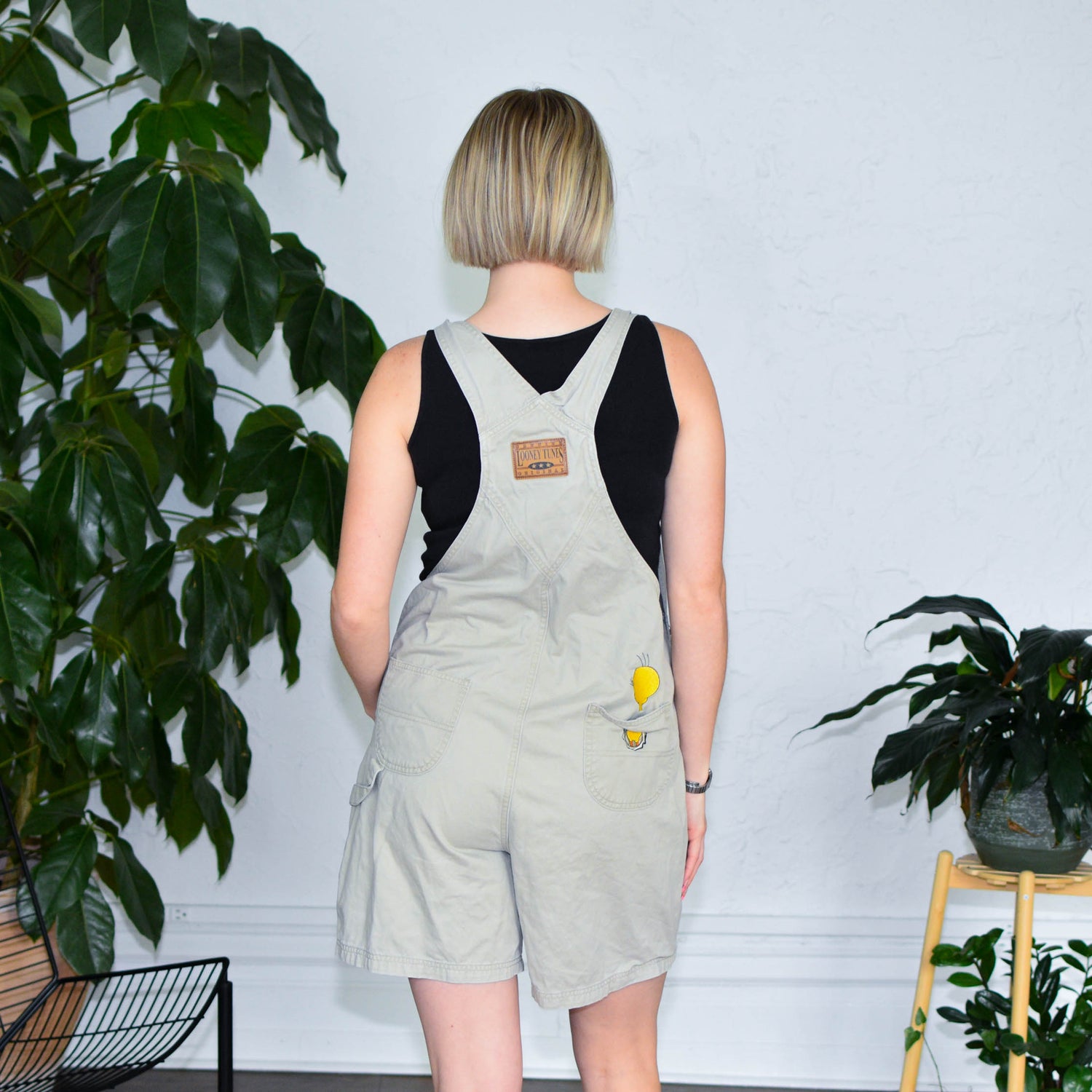 Y2k Warner Bros Tweety Bird Embroidered Overalls