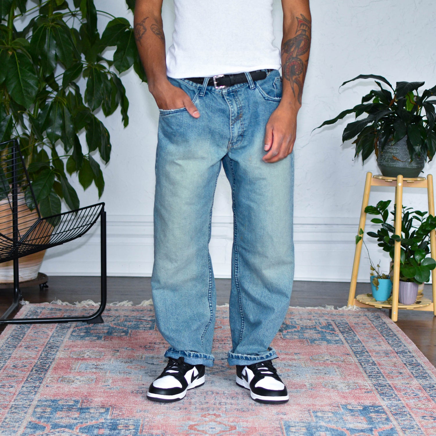 Y2k Faded Wash Baggy Jeans