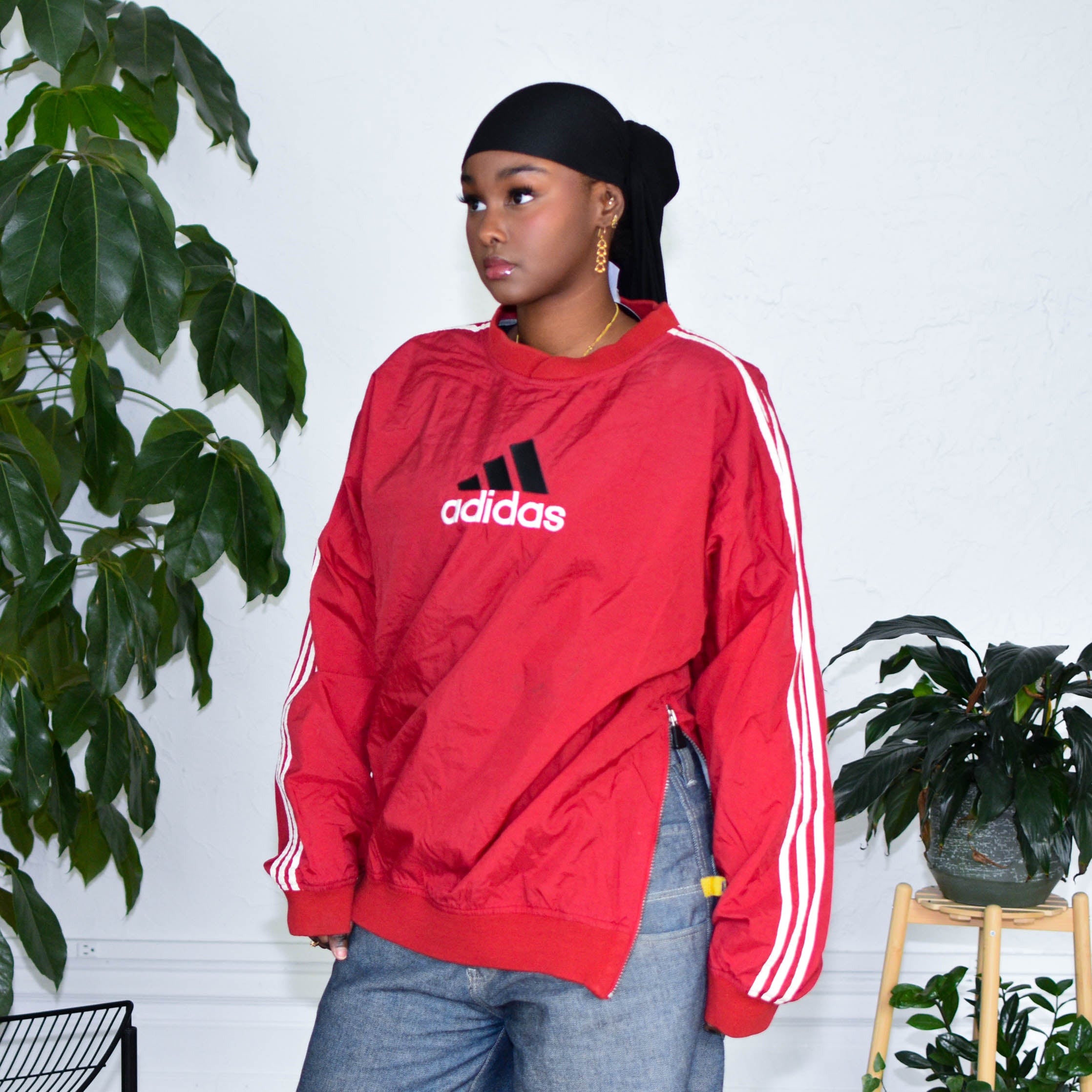 Vintage Adidas Red Pullover Lined Windbreaker