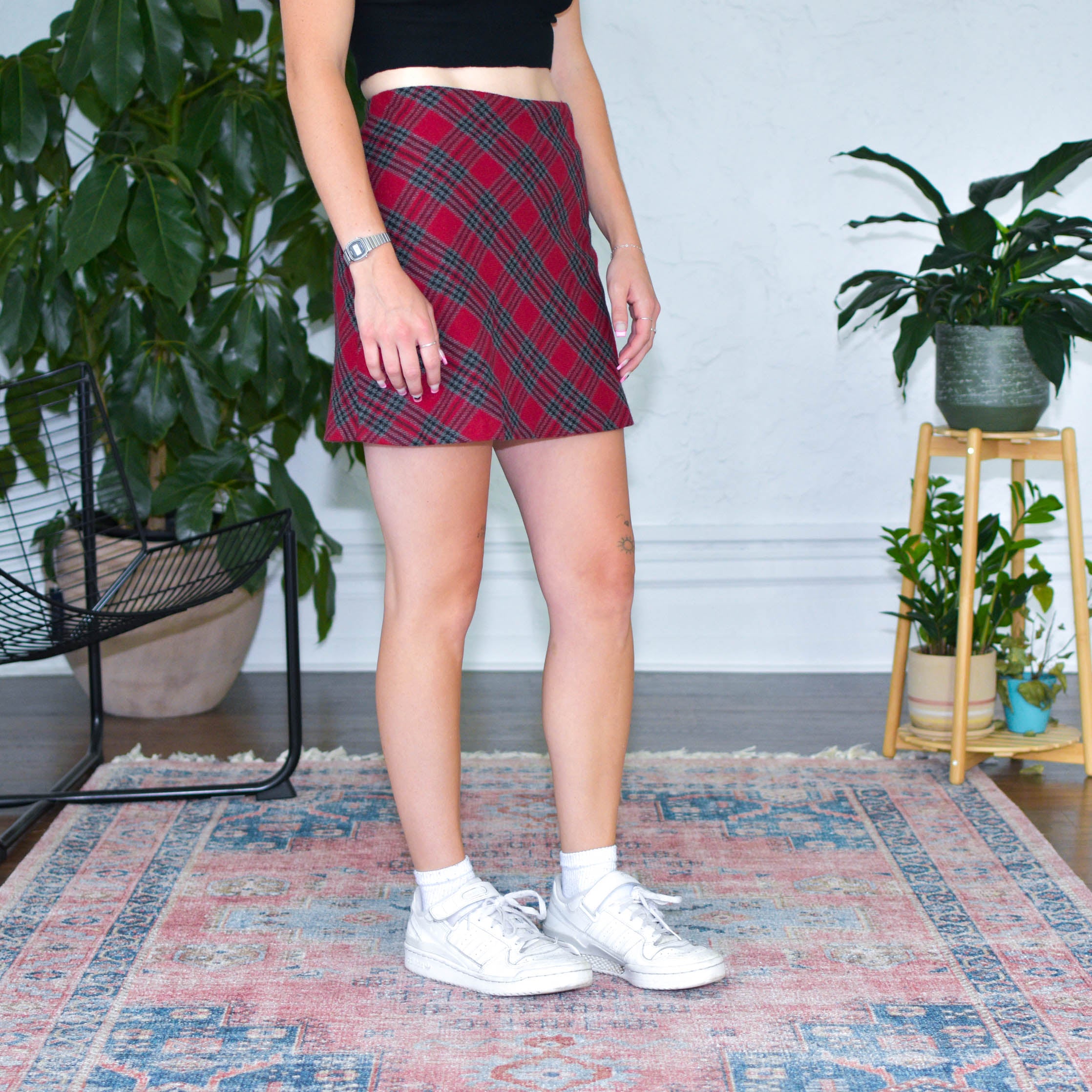 Vintage Red Plaid Mini Skirt