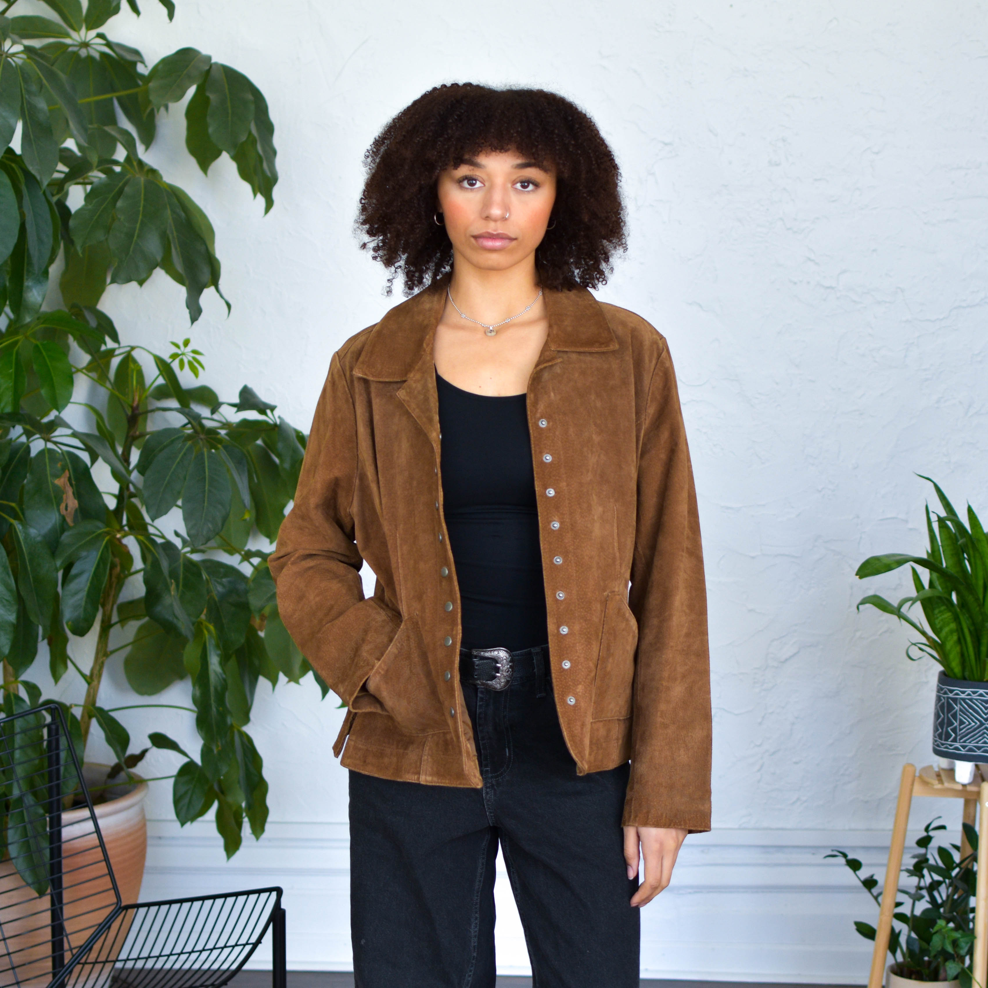Y2K Christopher & Banks Brown Suede Leather Jacket