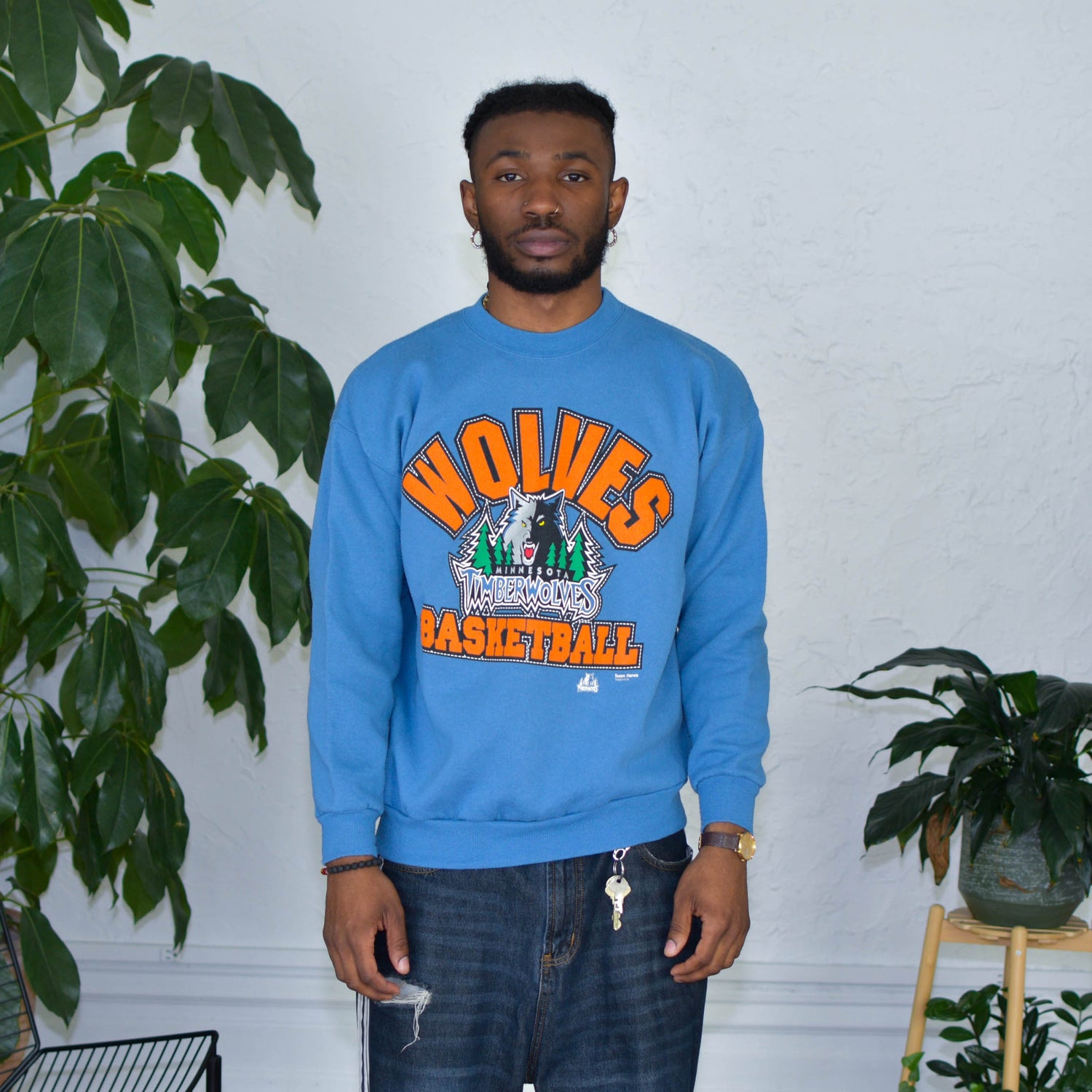 Vintage Minnesota Timberwolves Basketball Letter Logo Crewneck