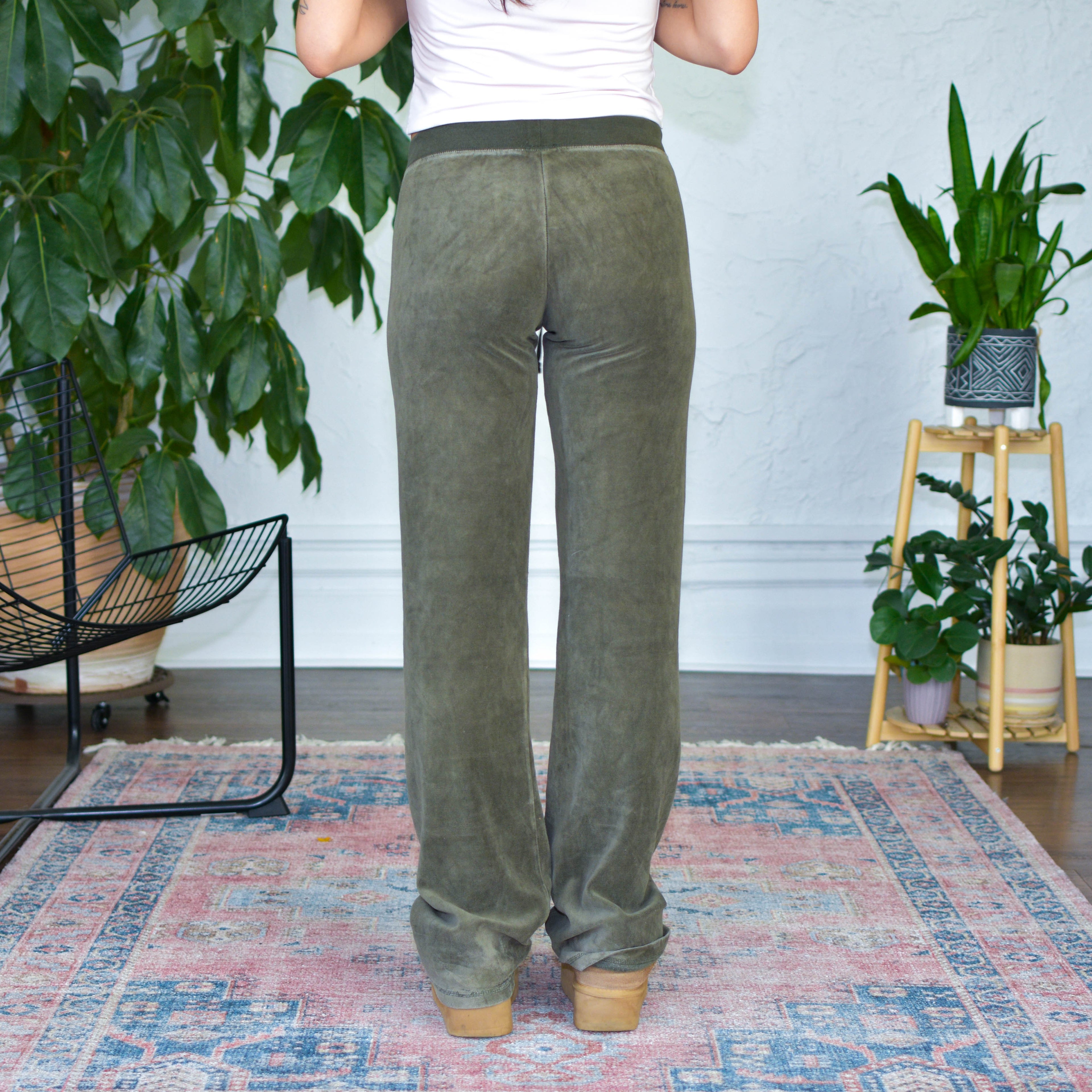 Y2K Juicy Couture Velour Bedazzled Olive Sweatpants