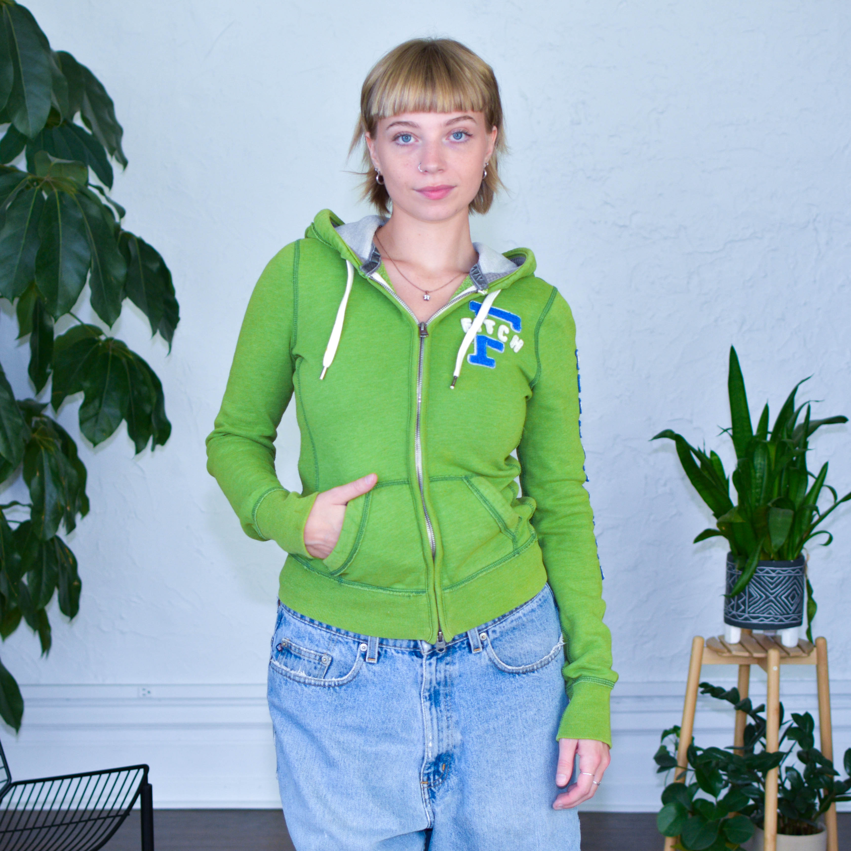 Y2K Abercrombie & Fitch Long-Sleeve Green Hoodie