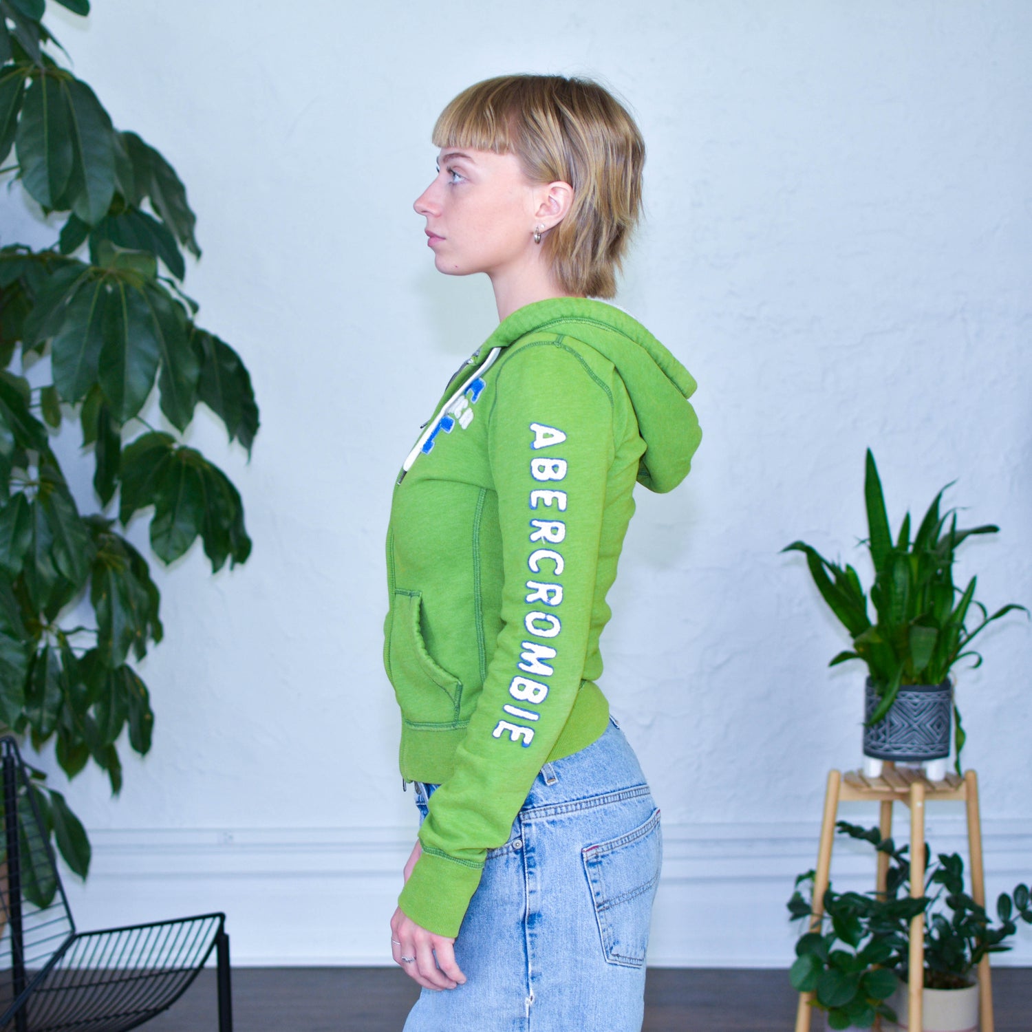 Y2K Abercrombie & Fitch Long-Sleeve Green Hoodie