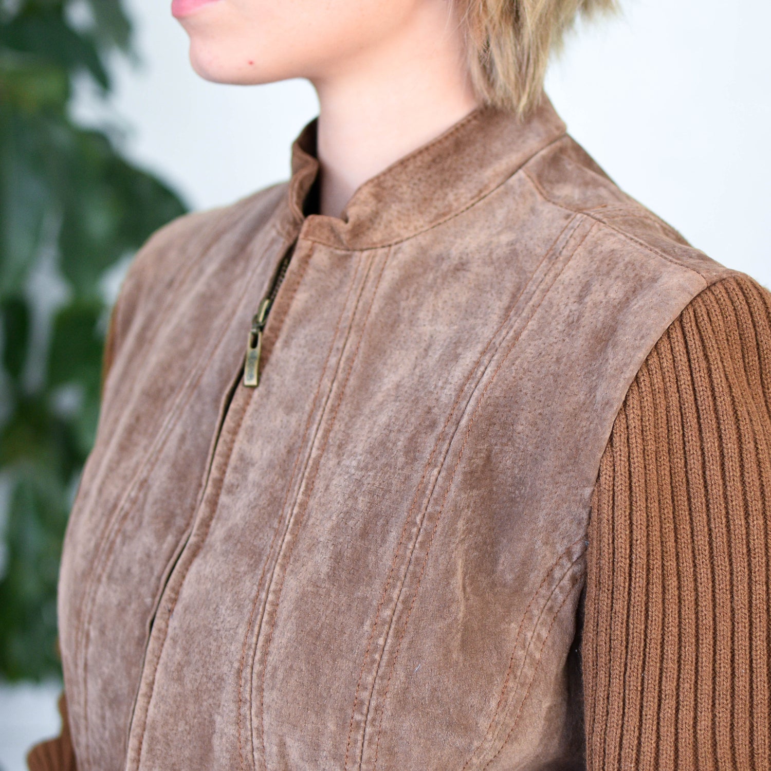 Vintage Y2K Live a Little Leather & Knit Jacket