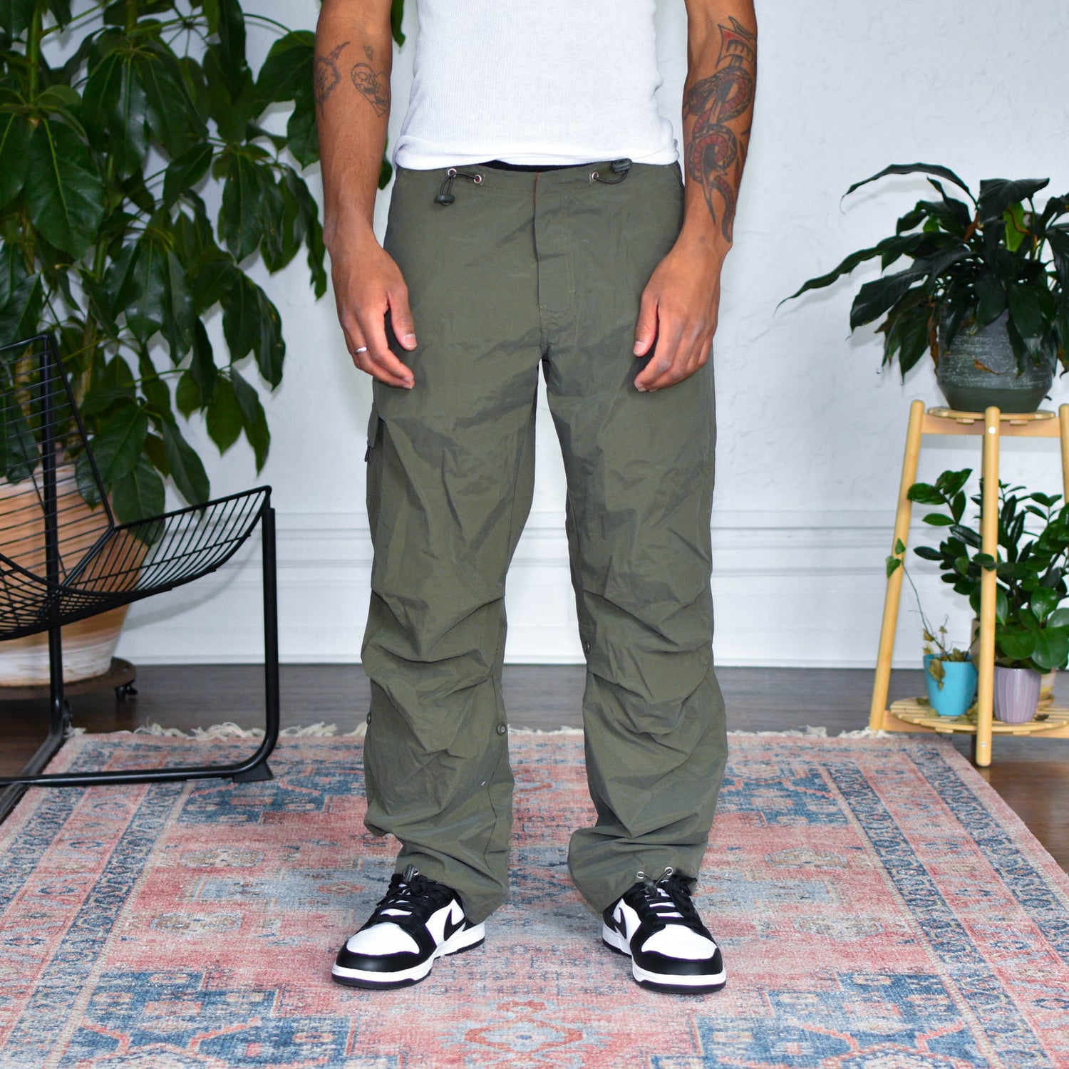 Y2k No Boundaries Olive Nylon Pants