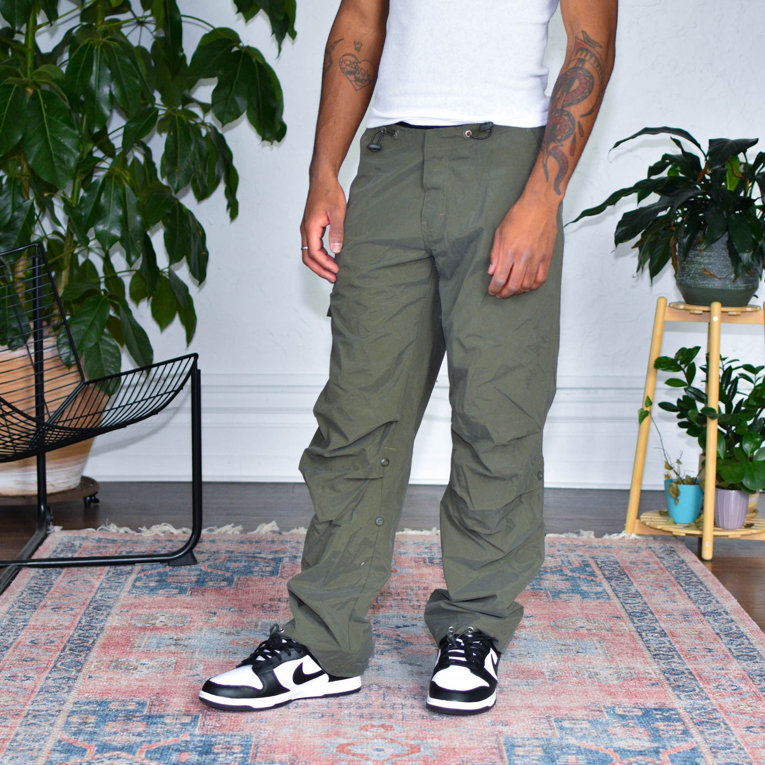Y2k No Boundaries Olive Nylon Pants