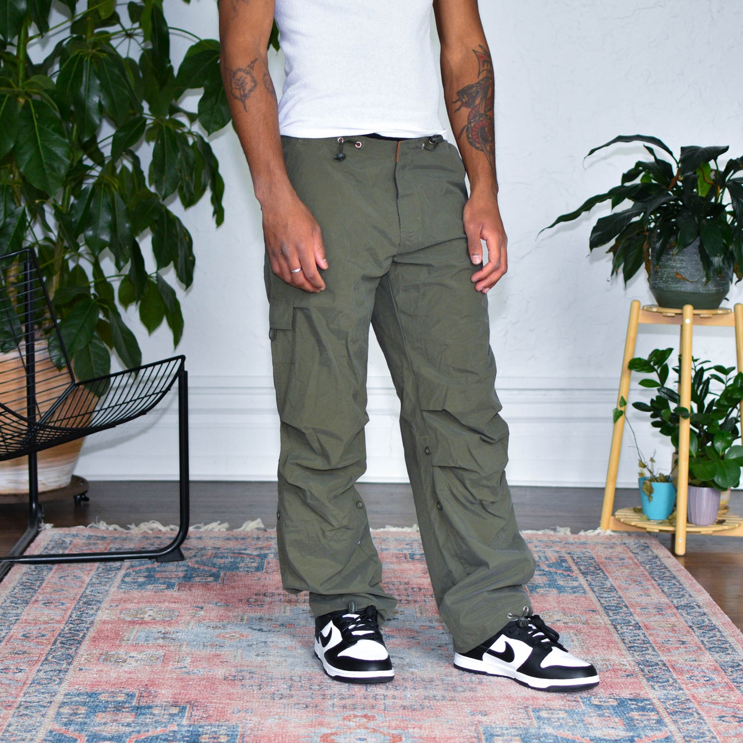Y2k No Boundaries Olive Nylon Pants
