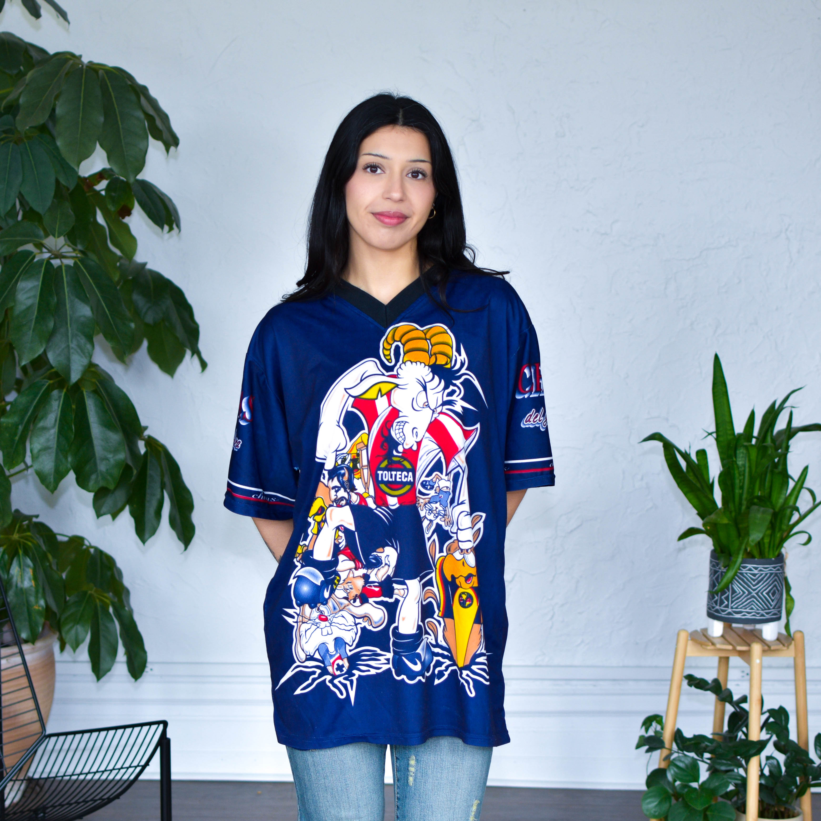 Vintage Chivas de Guadalajara Navy AOP Caricature Jersey