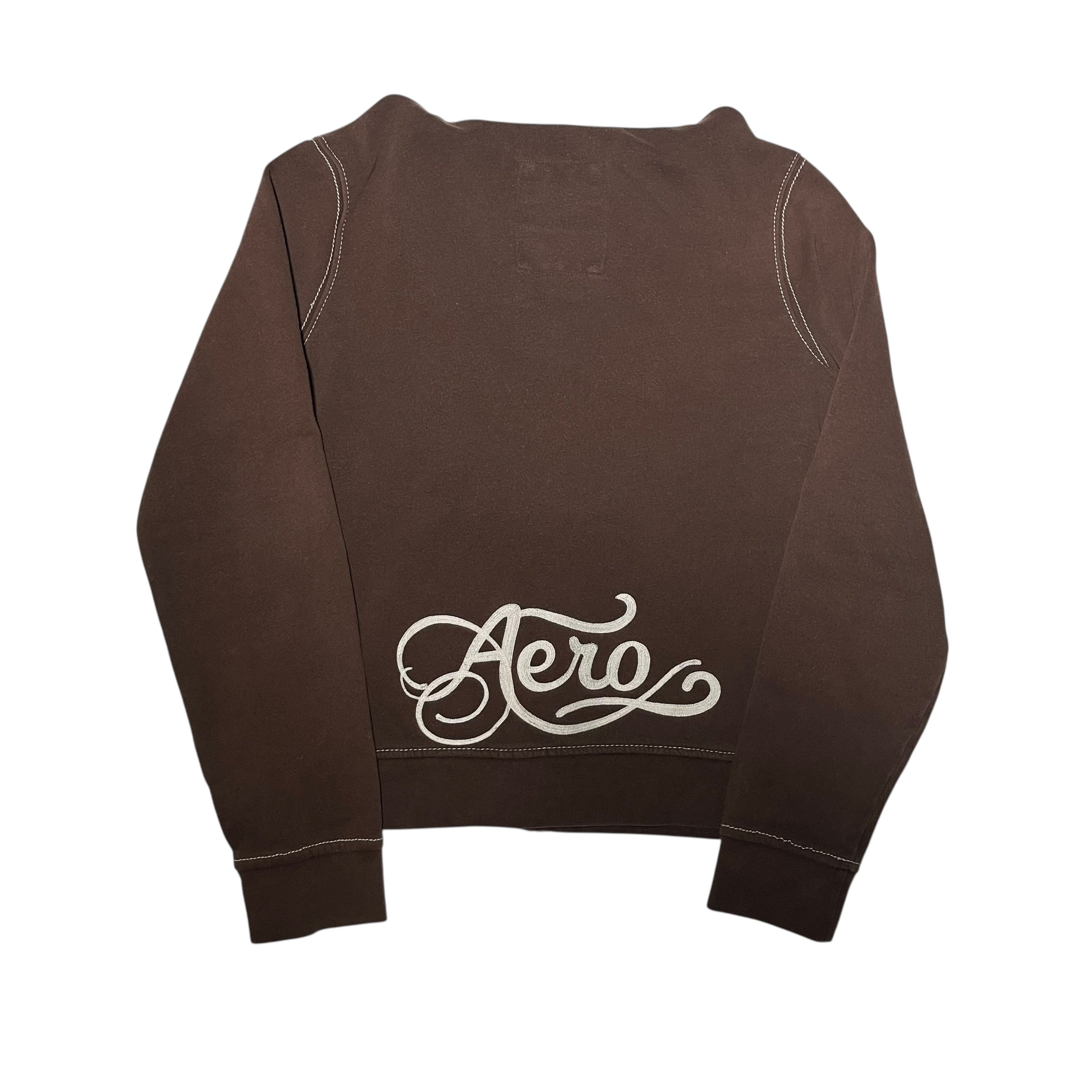 Vintage Y2K Brown Aeropostale Zip-Up Hoodie