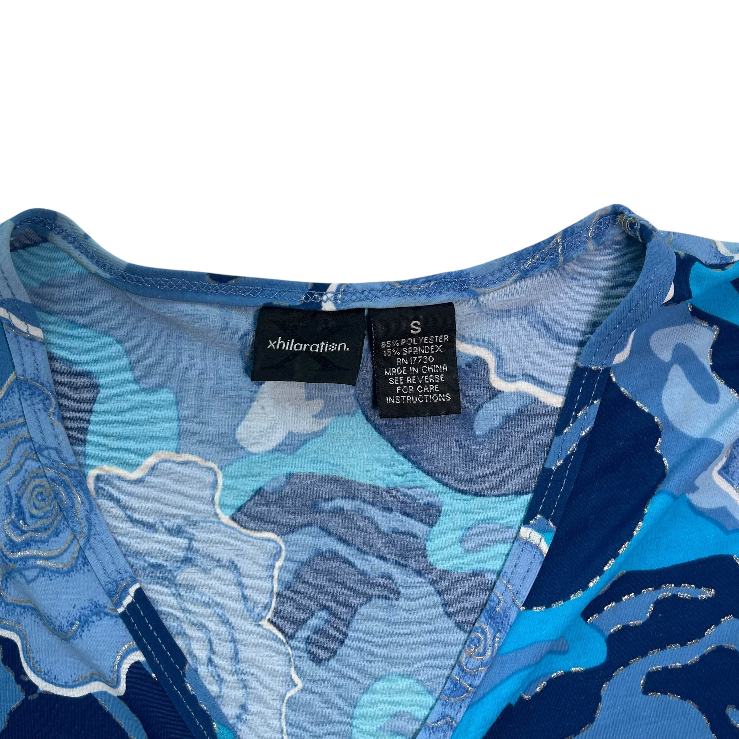 Y2K Xhilaration Blue Long Sleeve V-Neck Blouse
