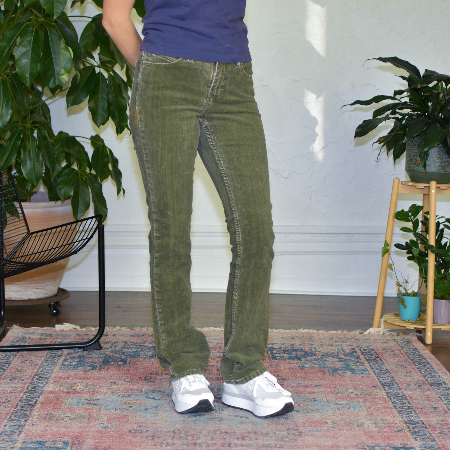 Y2k Green Corduroy Flare Pants
