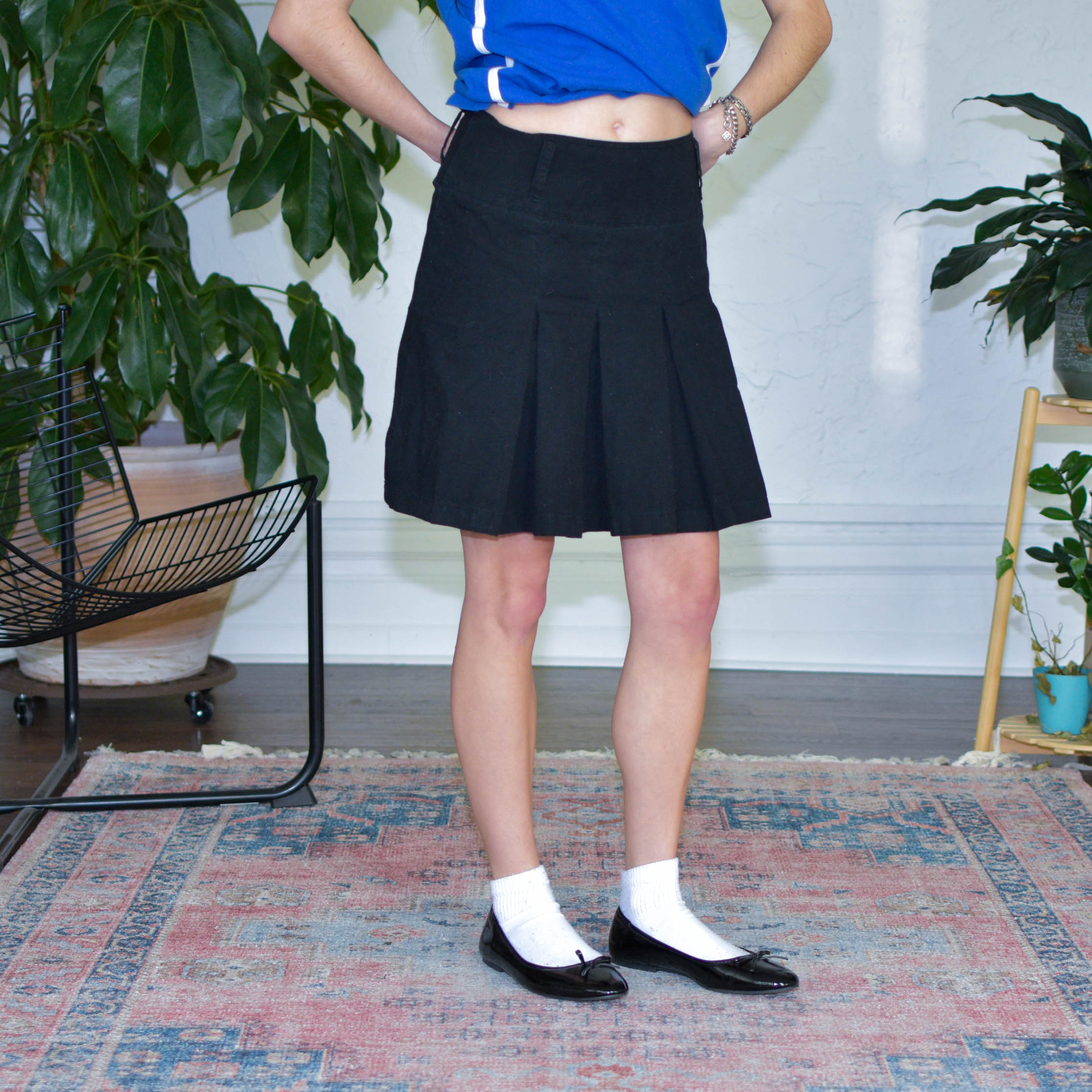 Vintage Black Pleated Mini Skirt