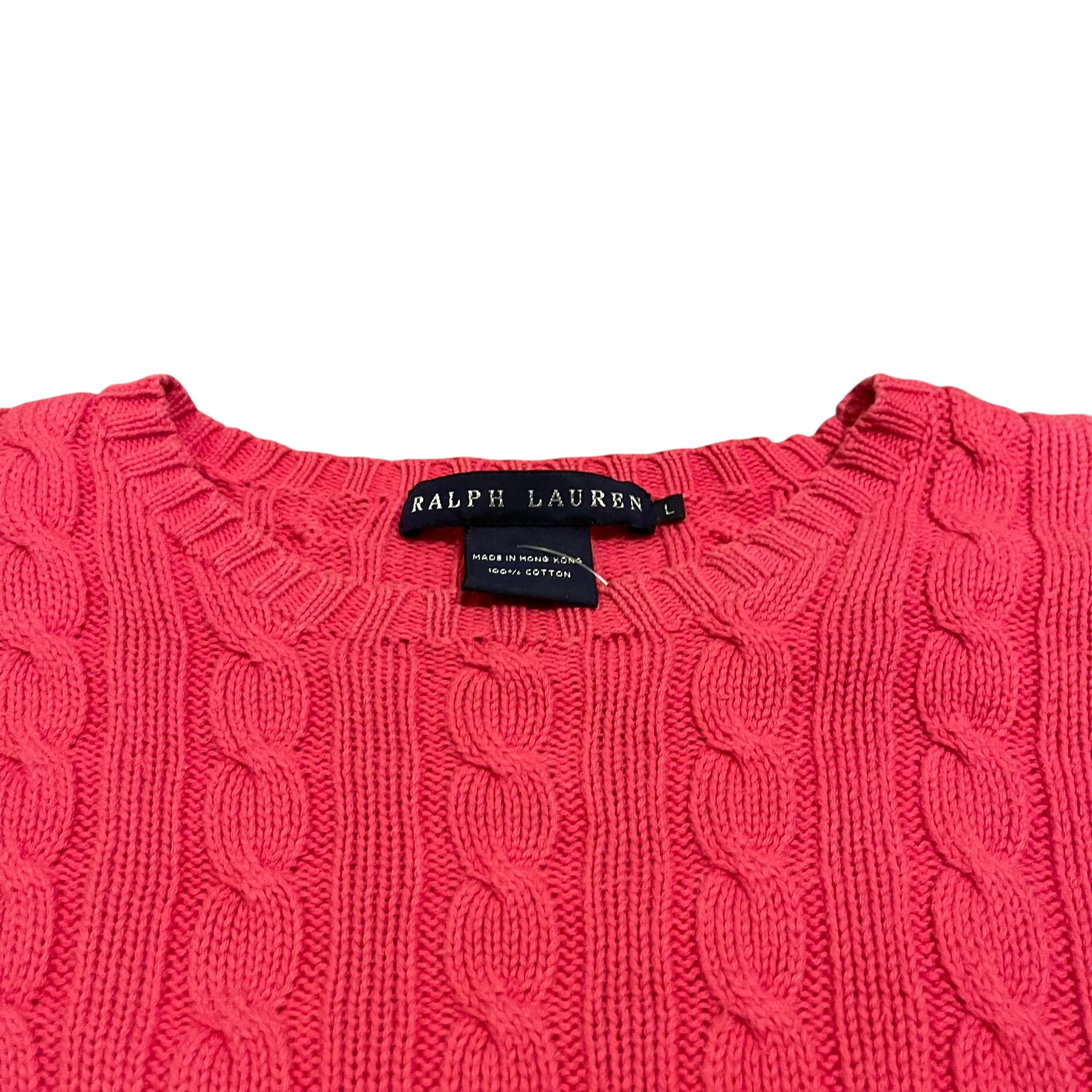 Y2K Ralph Lauren Hot Pink Cable Knit Sweater