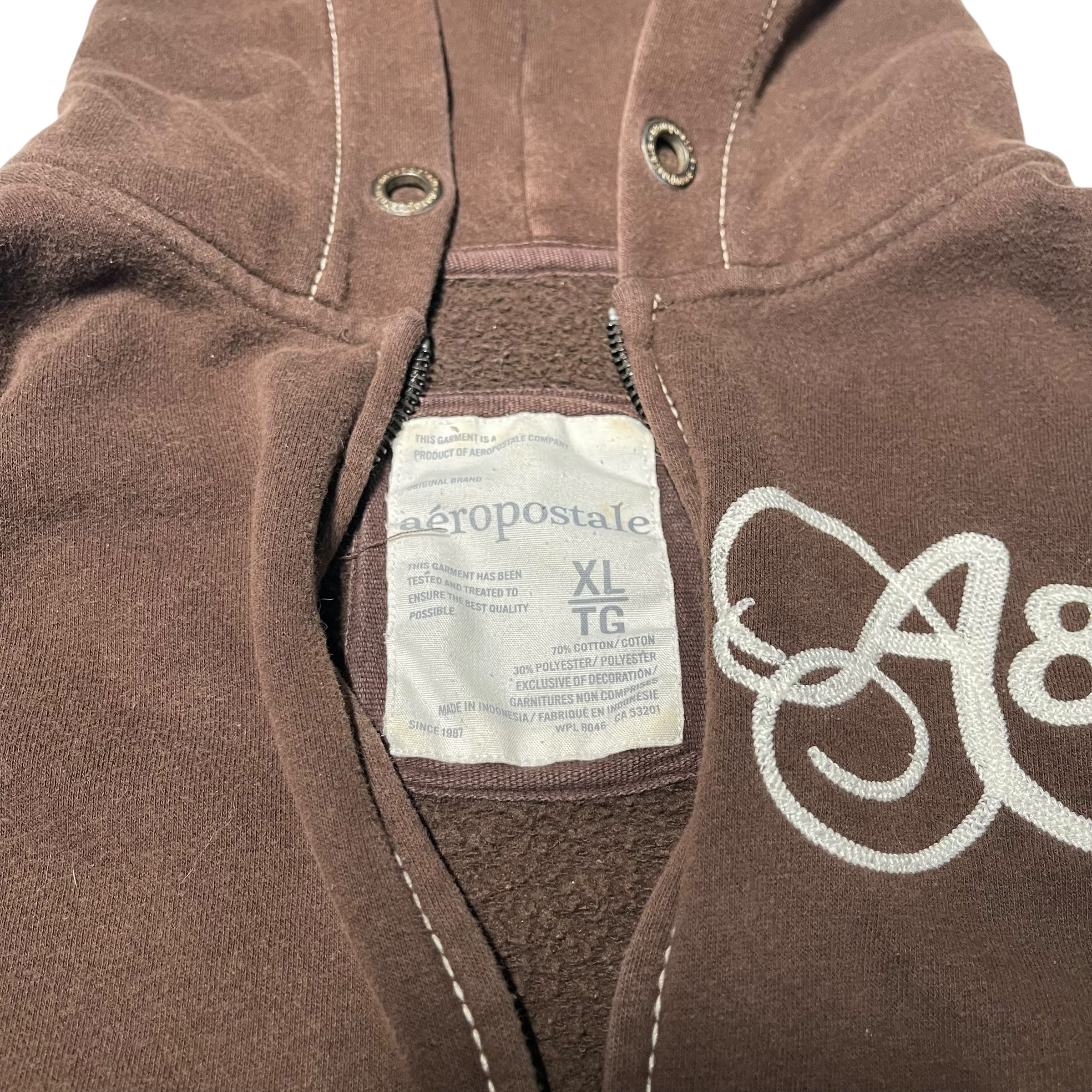 Vintage Y2K Brown Aeropostale Zip-Up Hoodie