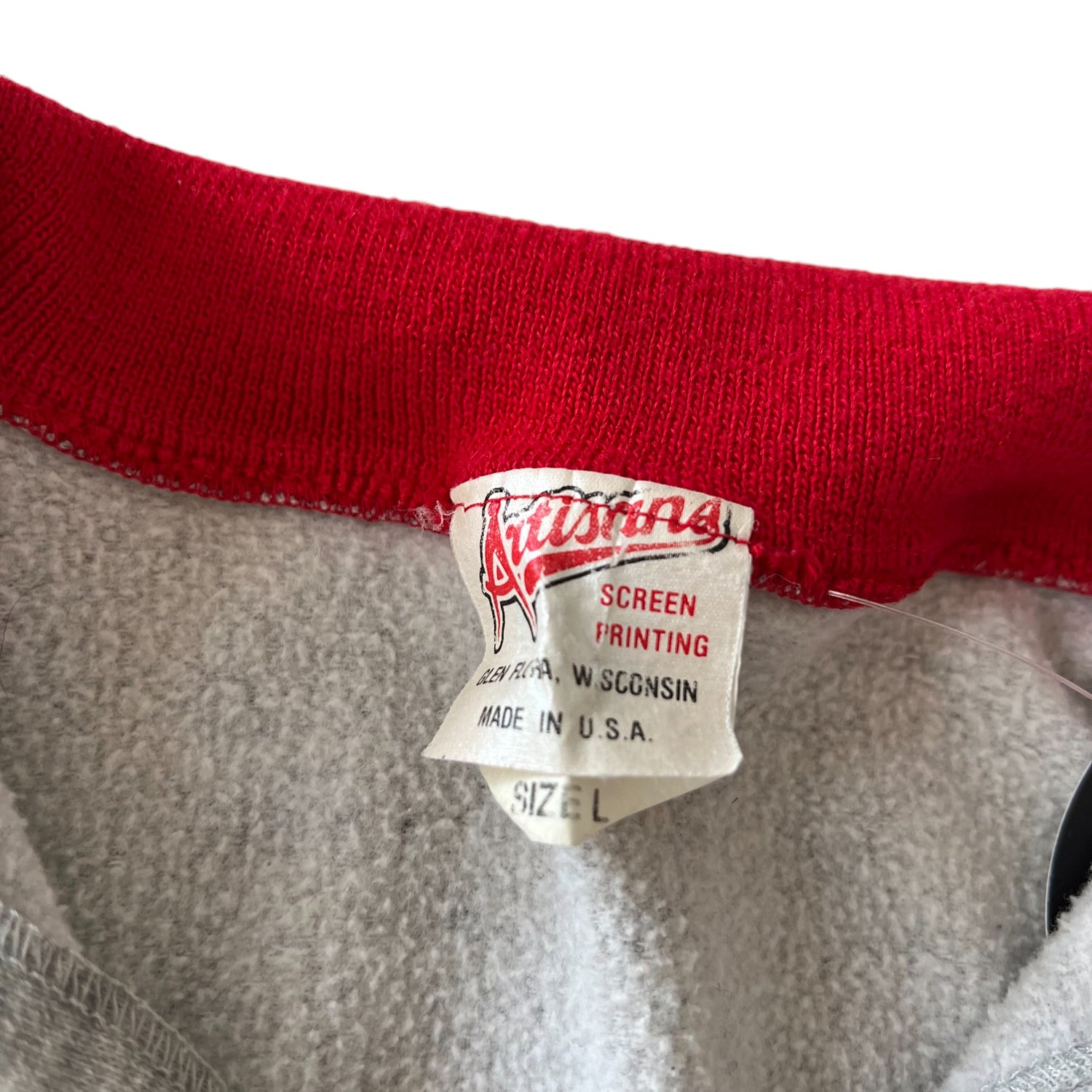 Vintage Loon Graphic Red Trim Collared Crewneck