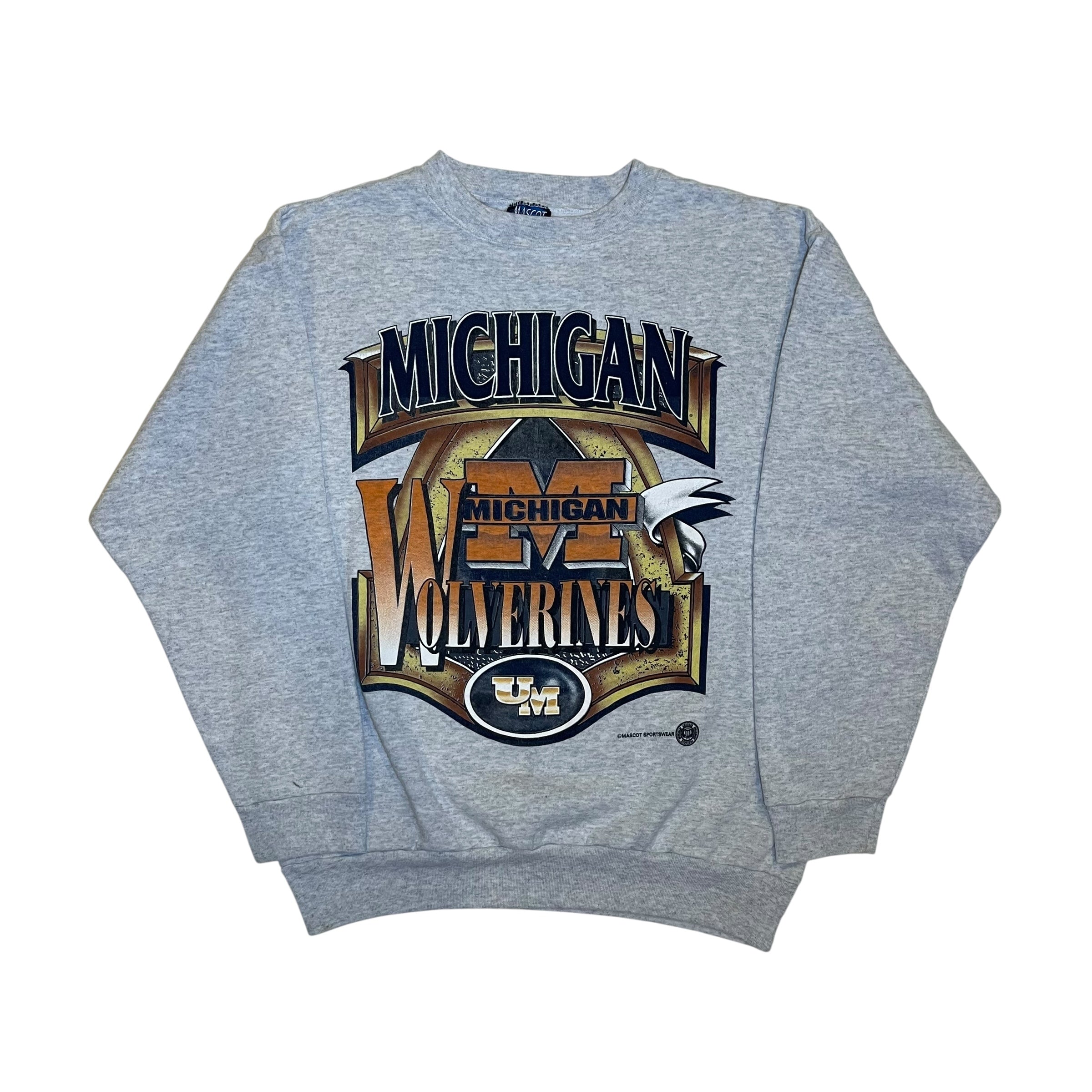 Vintage 90s University of Michigan Wolverines Gray Crewneck