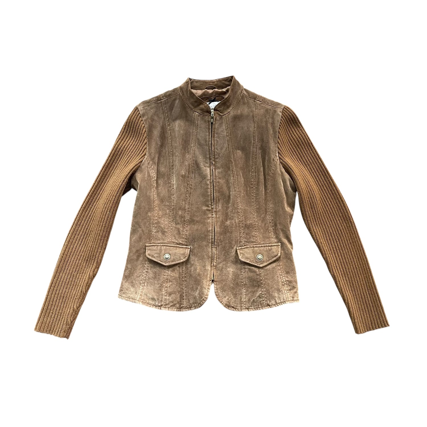 Vintage Y2K Live a Little Leather & Knit Jacket