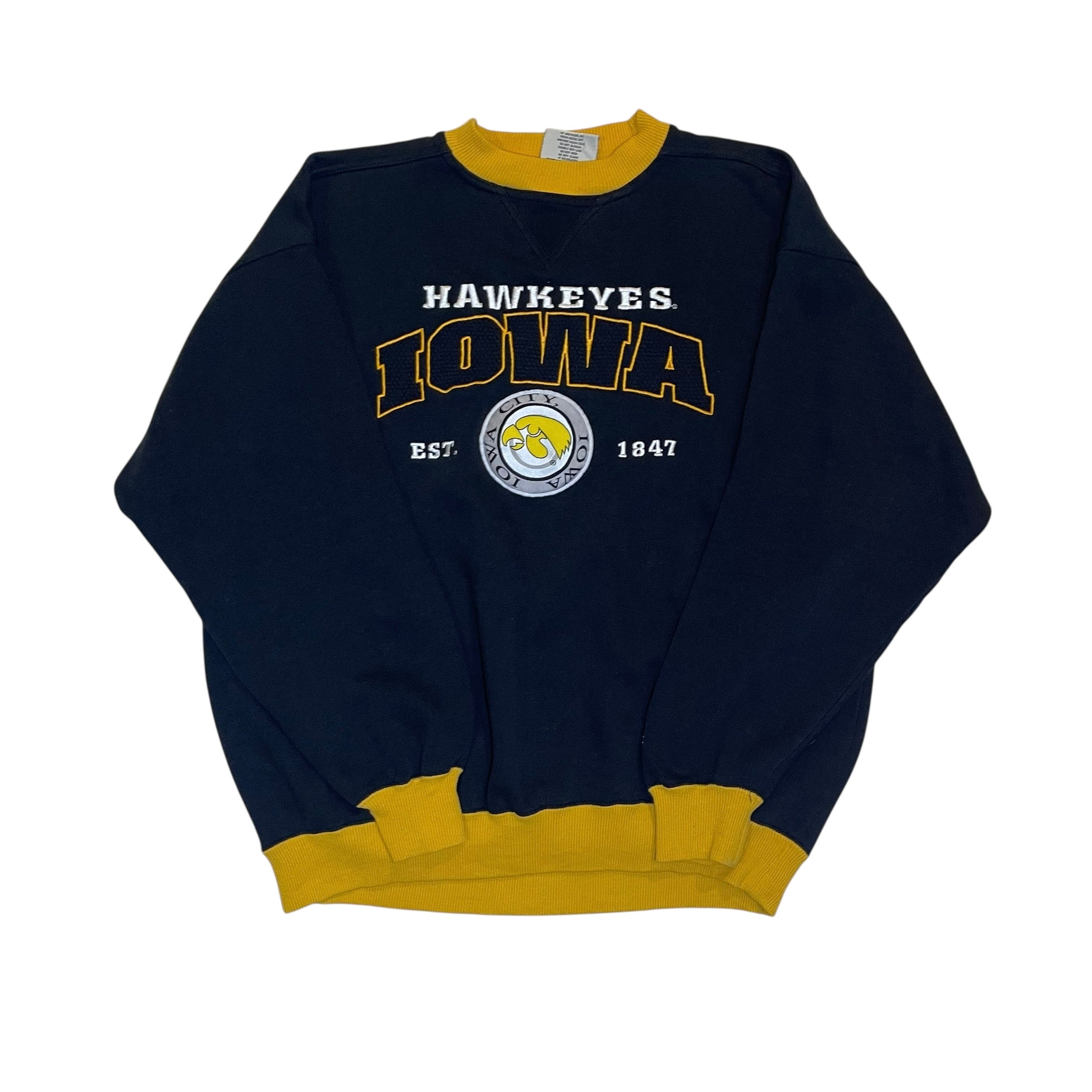 Vintage Lee Sport University of Iowa Hawkeyes Black Crewneck