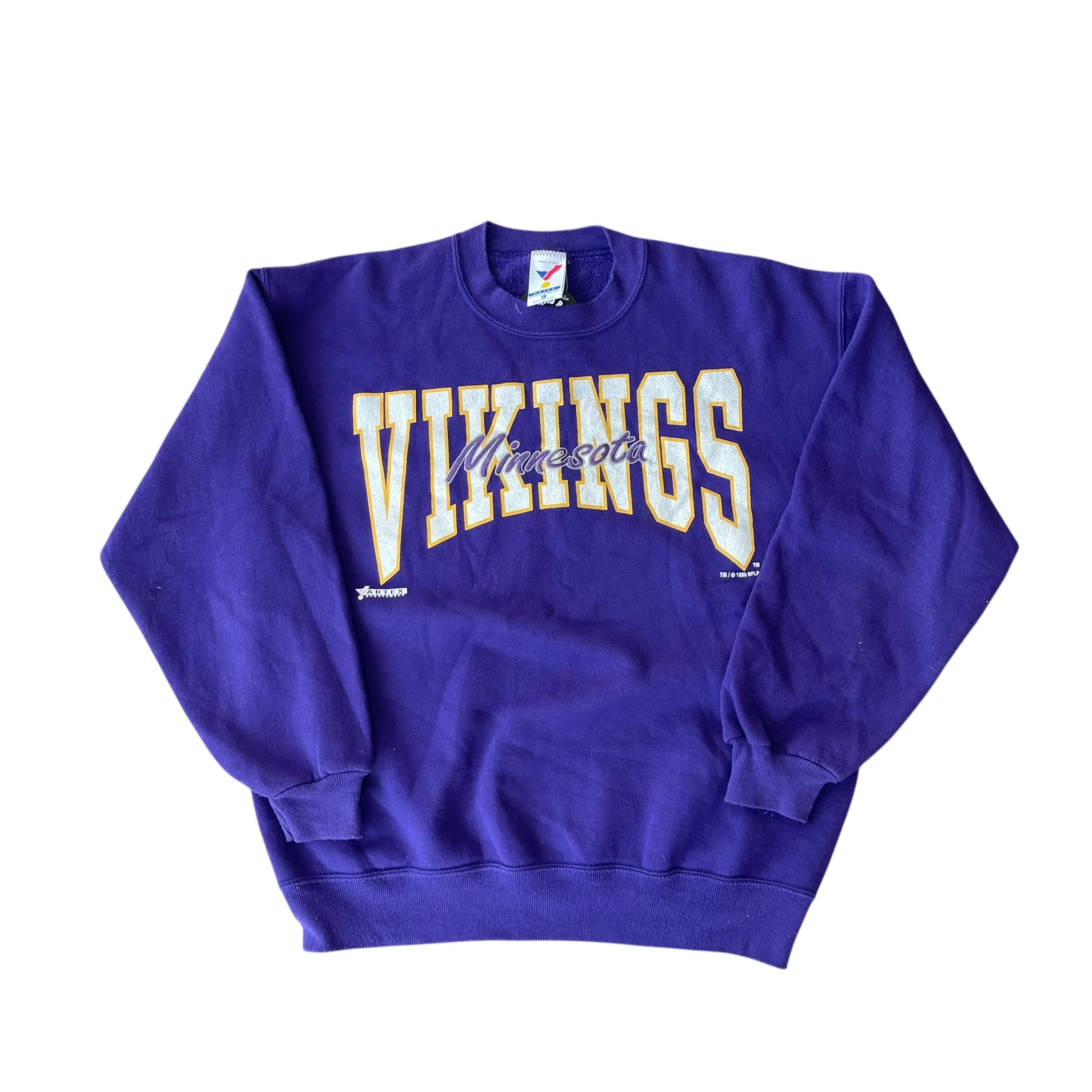 Vintage 1993 Minnesota Vikings Purple Spellout Crewneck