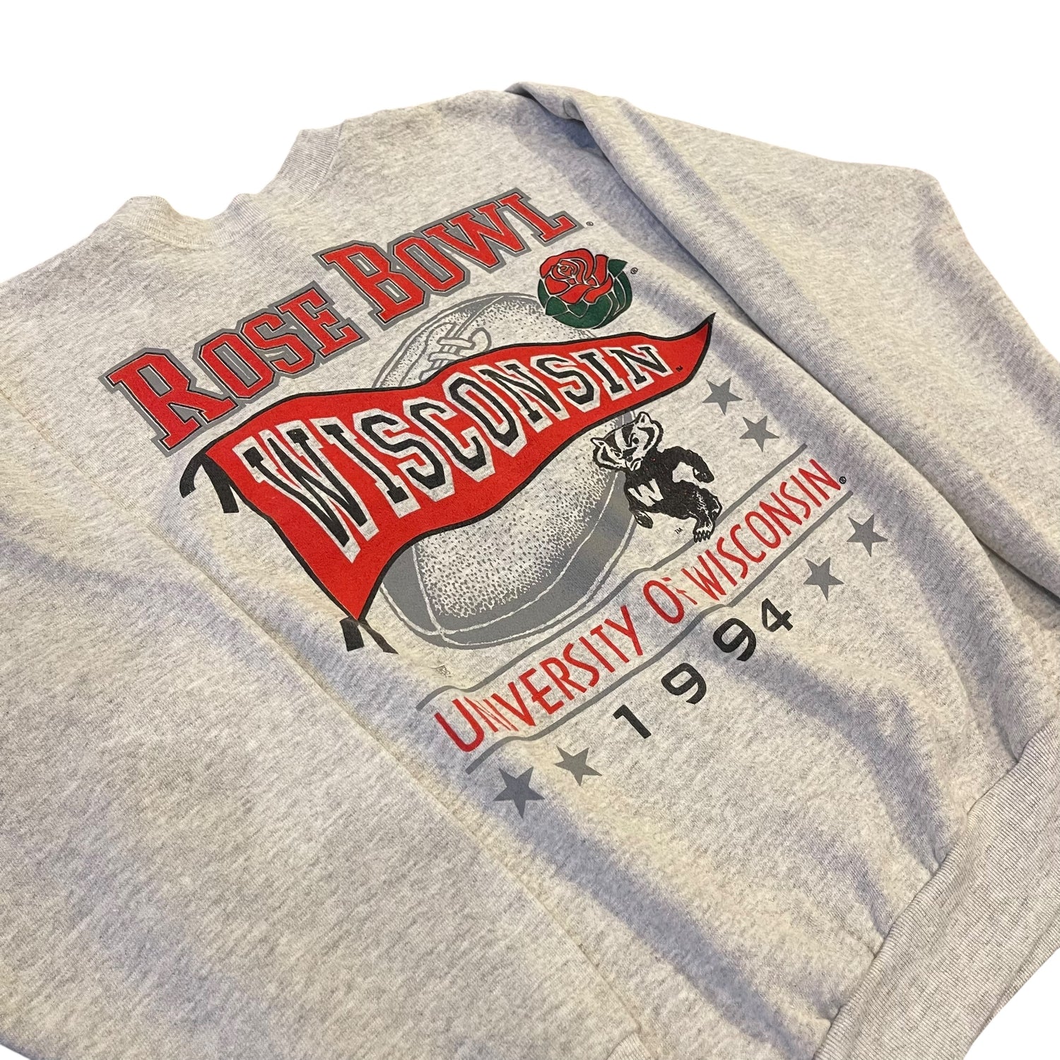 Vintage Long Sleeve Wisconsin Badgers Rose Bowl Crewneck Sweatshirt