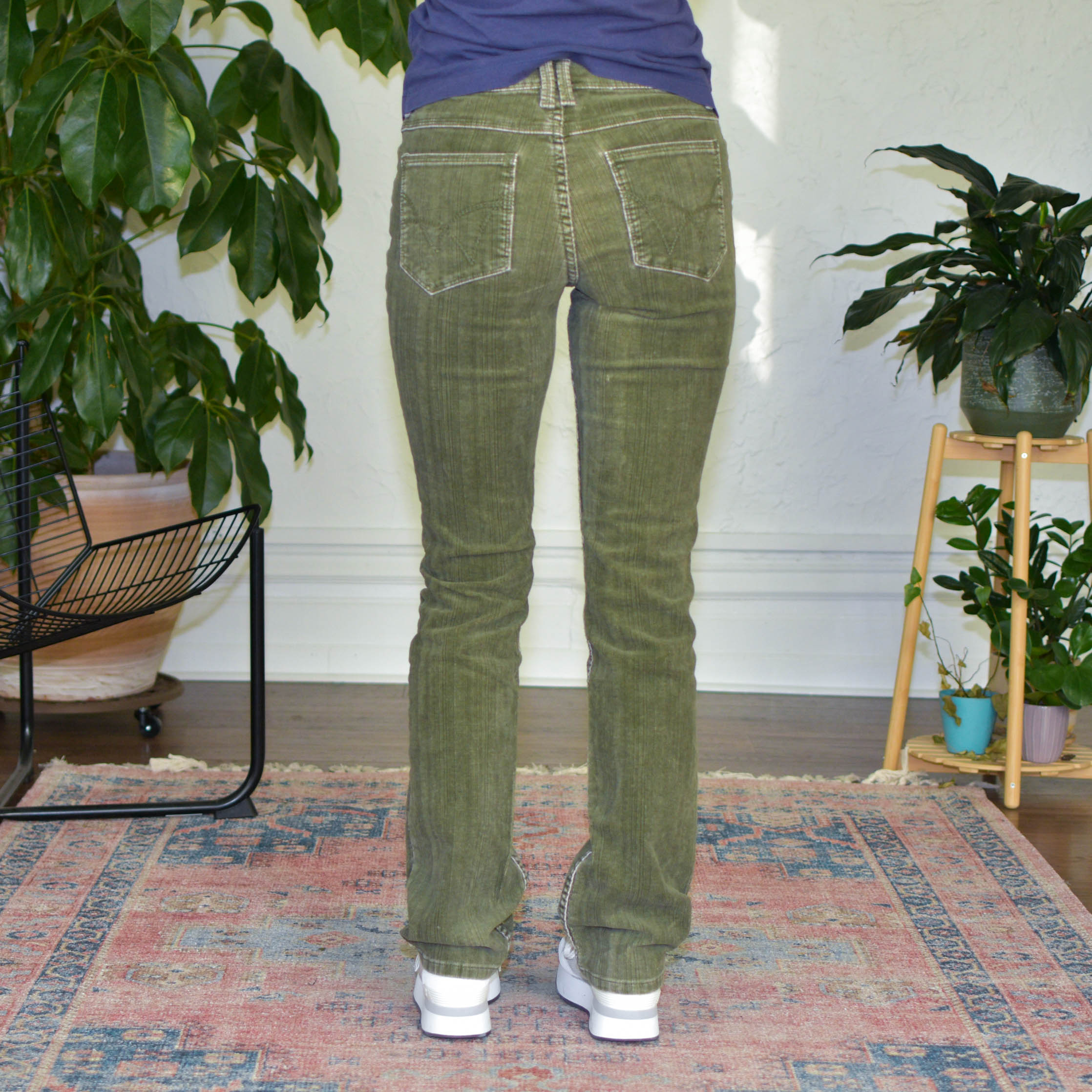 Y2k Green Corduroy Flare Pants