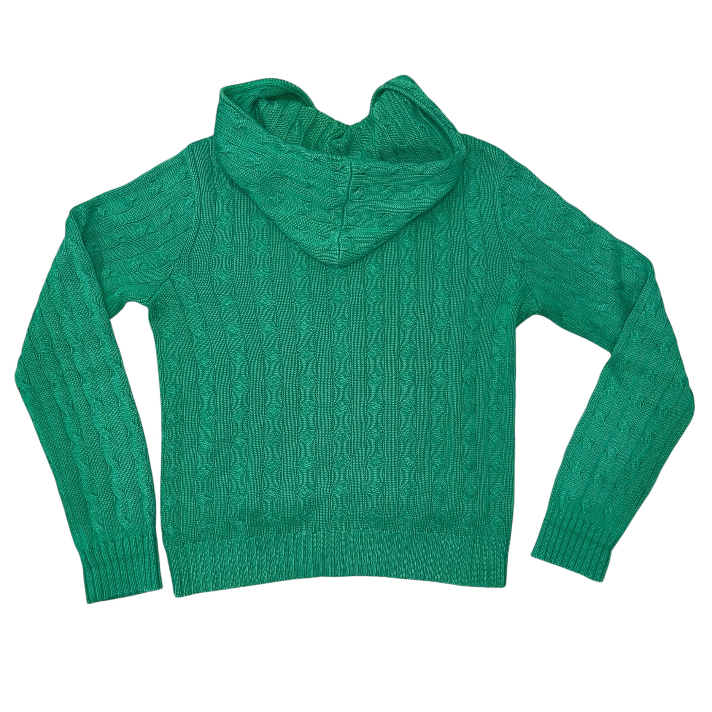 Vintage Green Ralph Lauren Sport Cable Knit Zip-Up Hoodie