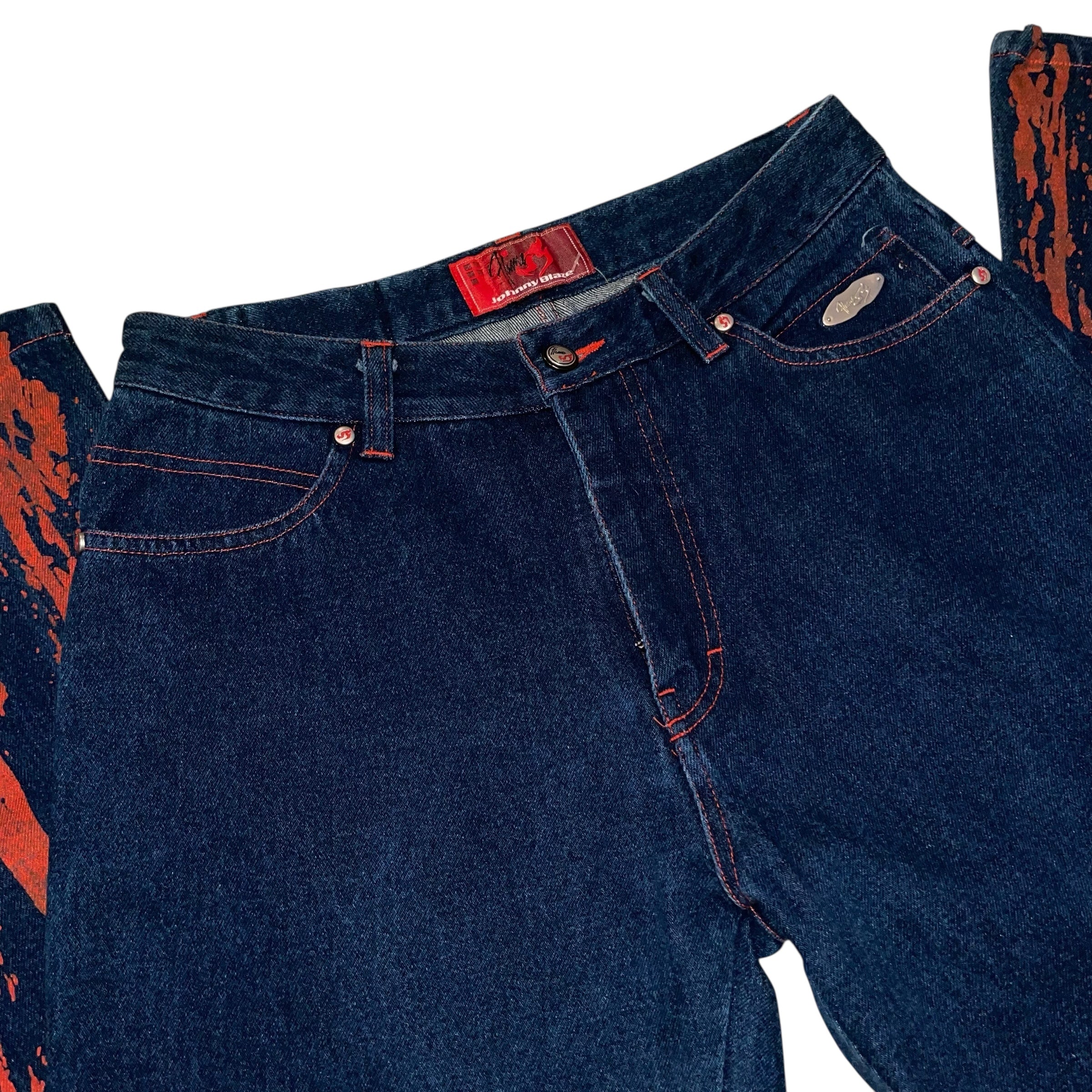 Vintage Y2K Femme Johnny Blaze Flame Denim Jeans