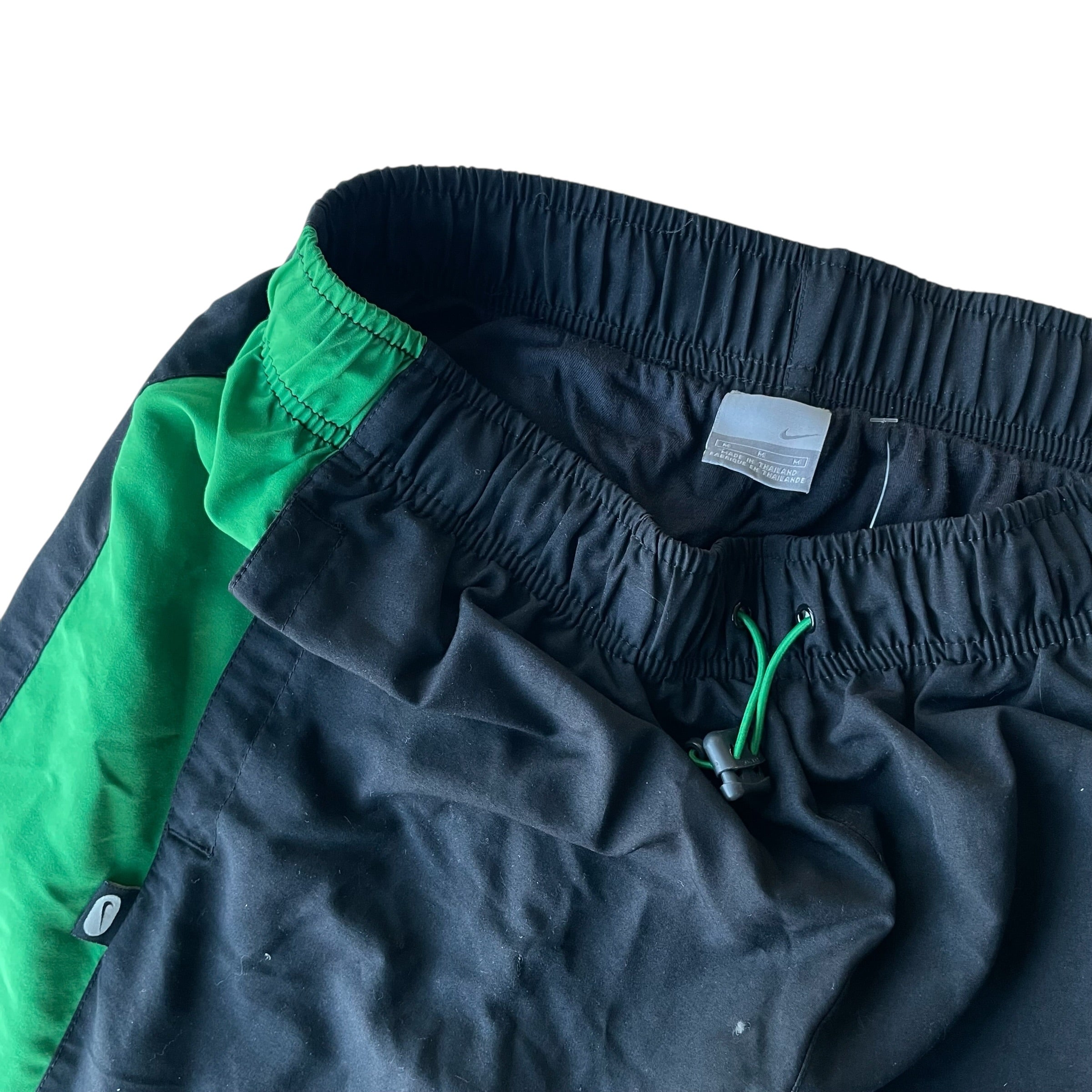 Vintage Y2K Nike Black and Green Insulated Track Pants