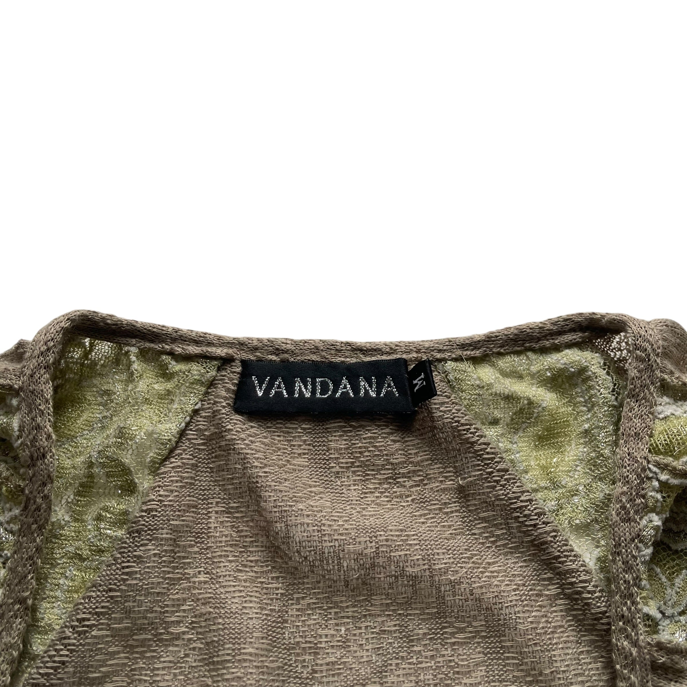 Vintage Y2K Vandana Green Flared Lace Blouse