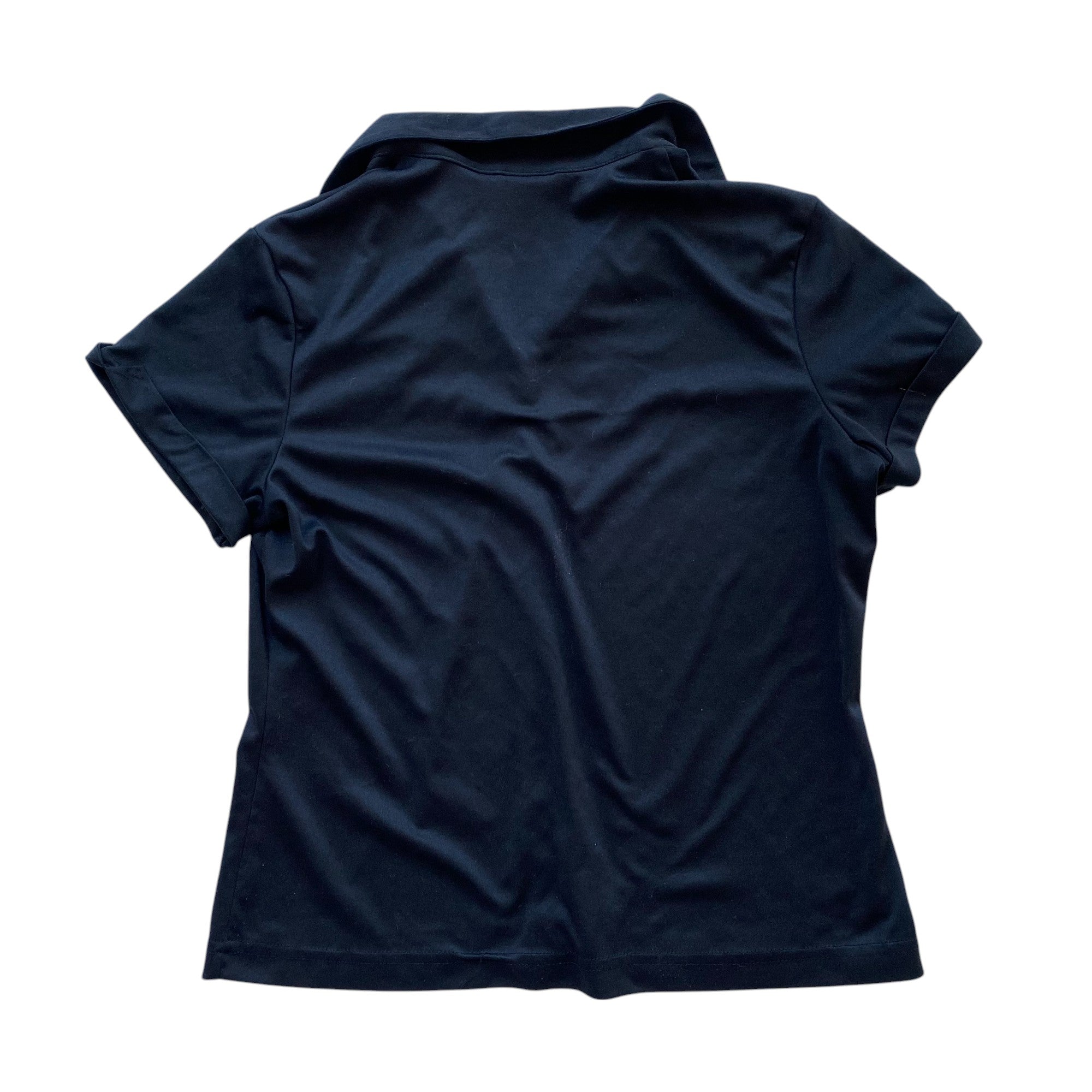 Vintage Black Collard Button Up Short Sleeve Top