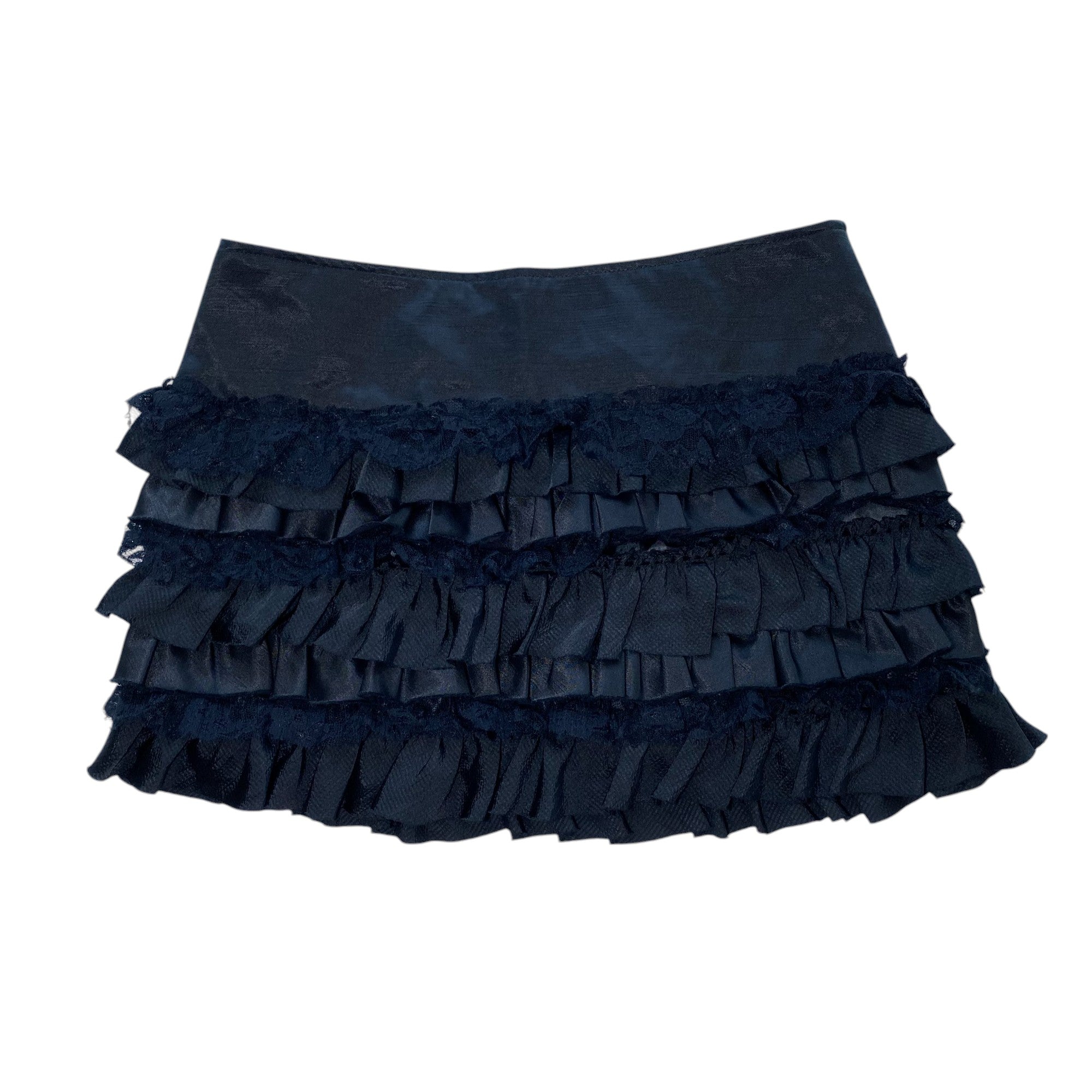 Y2k Black Ruffle Mini Skirt