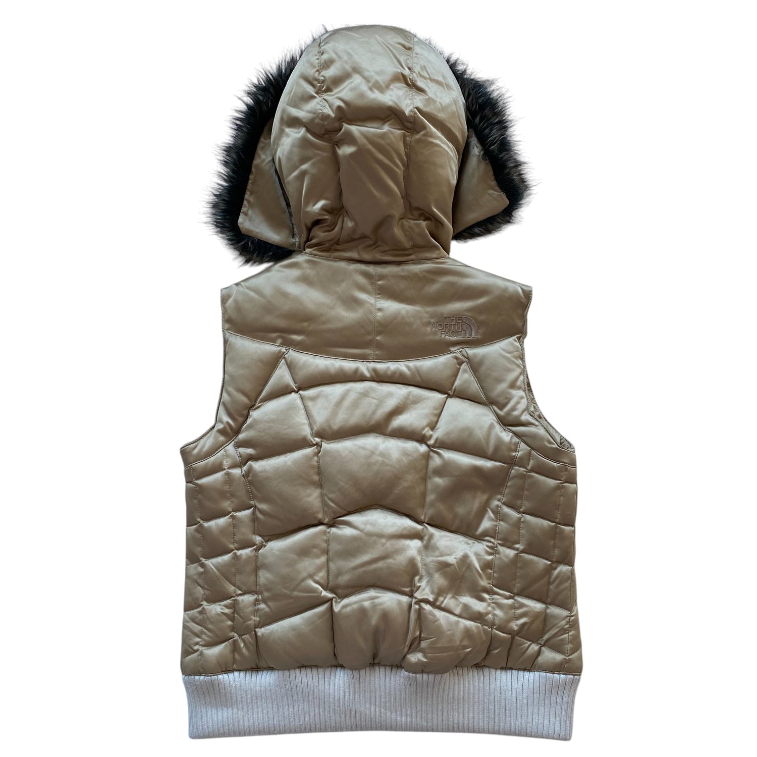 Y2k The North Face Gold Fur Trim Femme Vest
