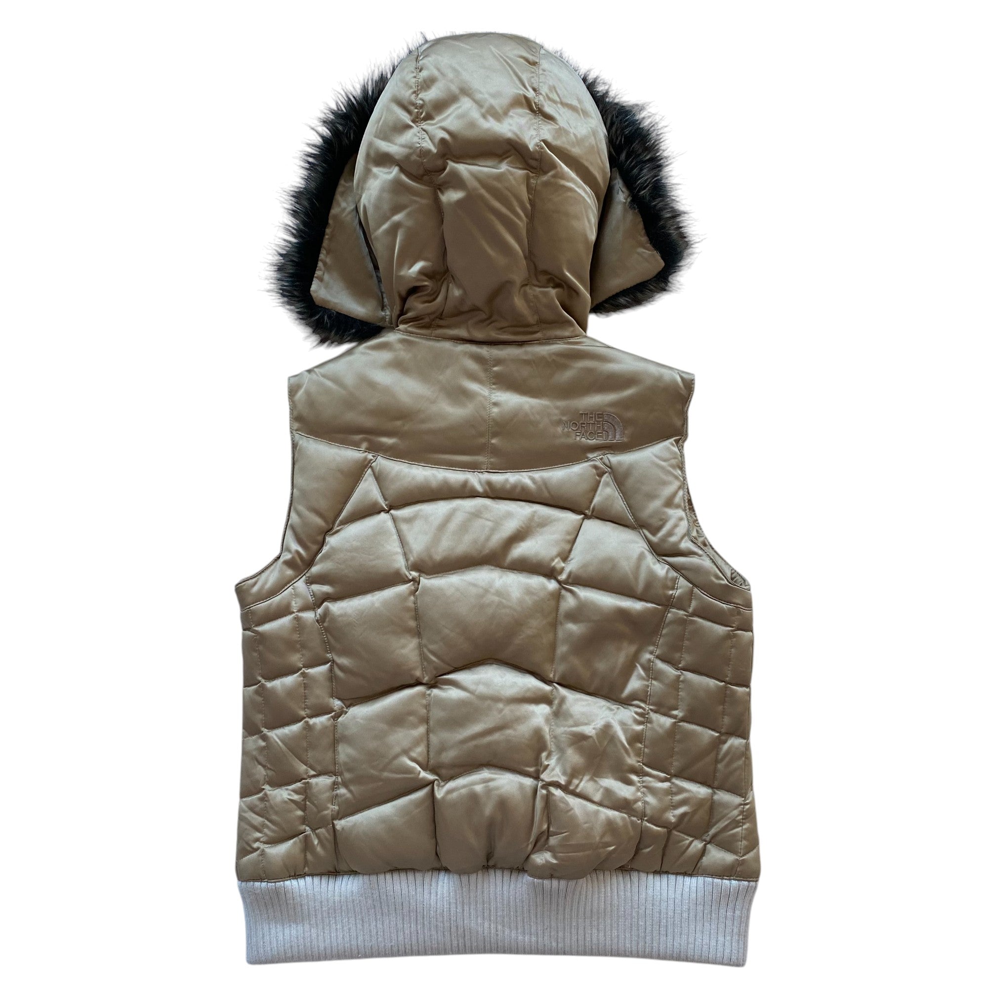 Y2k The North Face Gold Fur Trim Femme Vest
