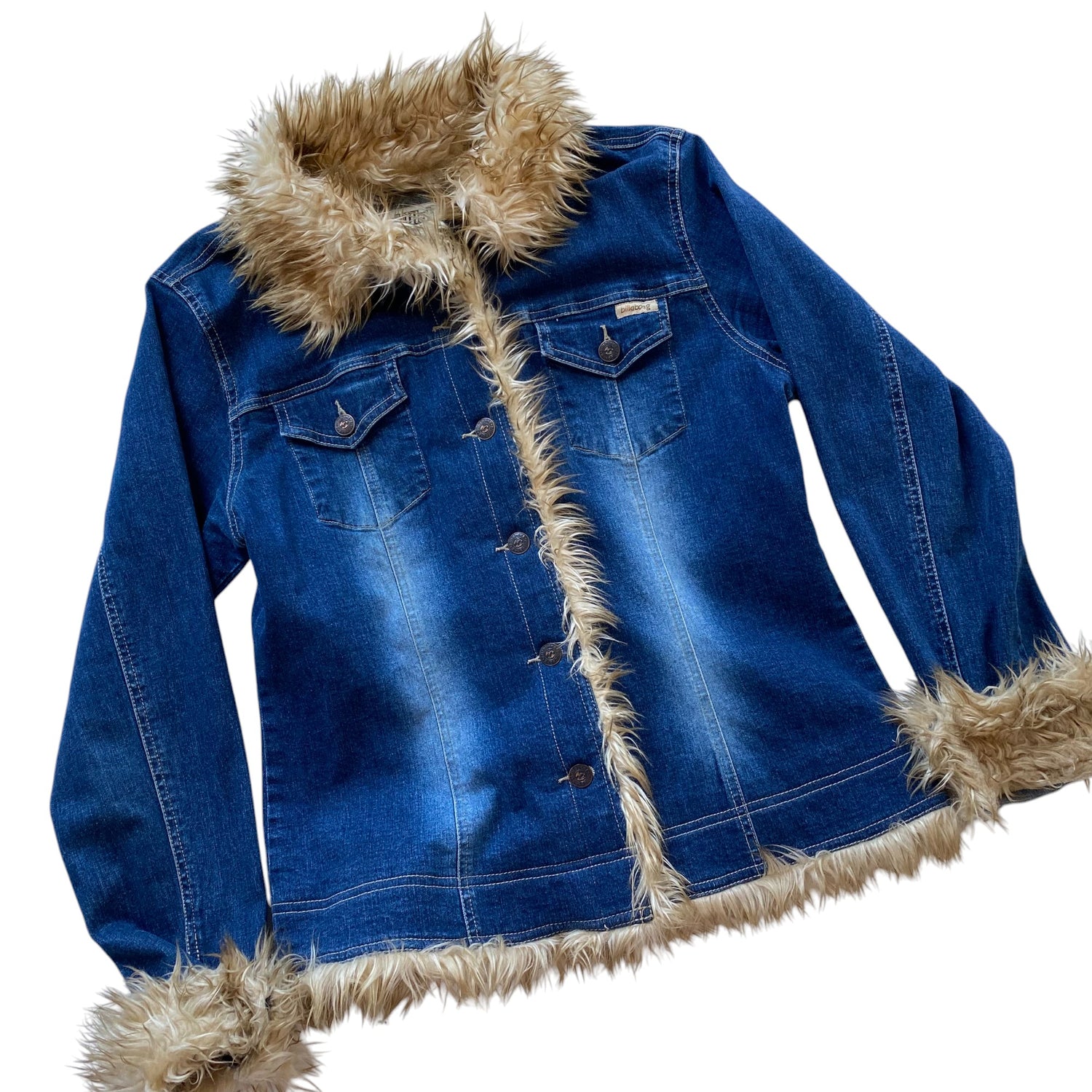 Y2k Billabong Fur Trimmed Denim Jacket