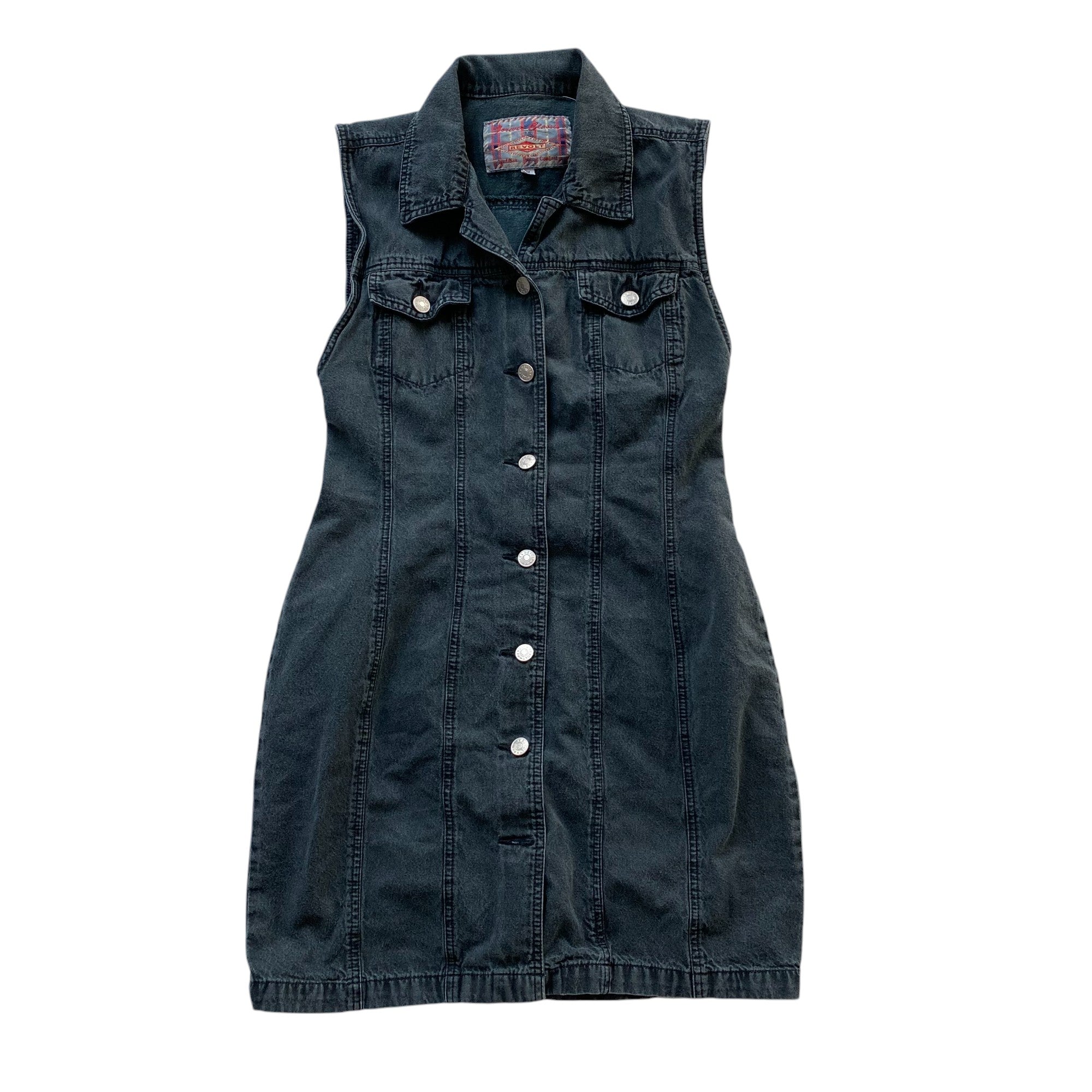 Vintage Revolt Black Denim Button Up Dress