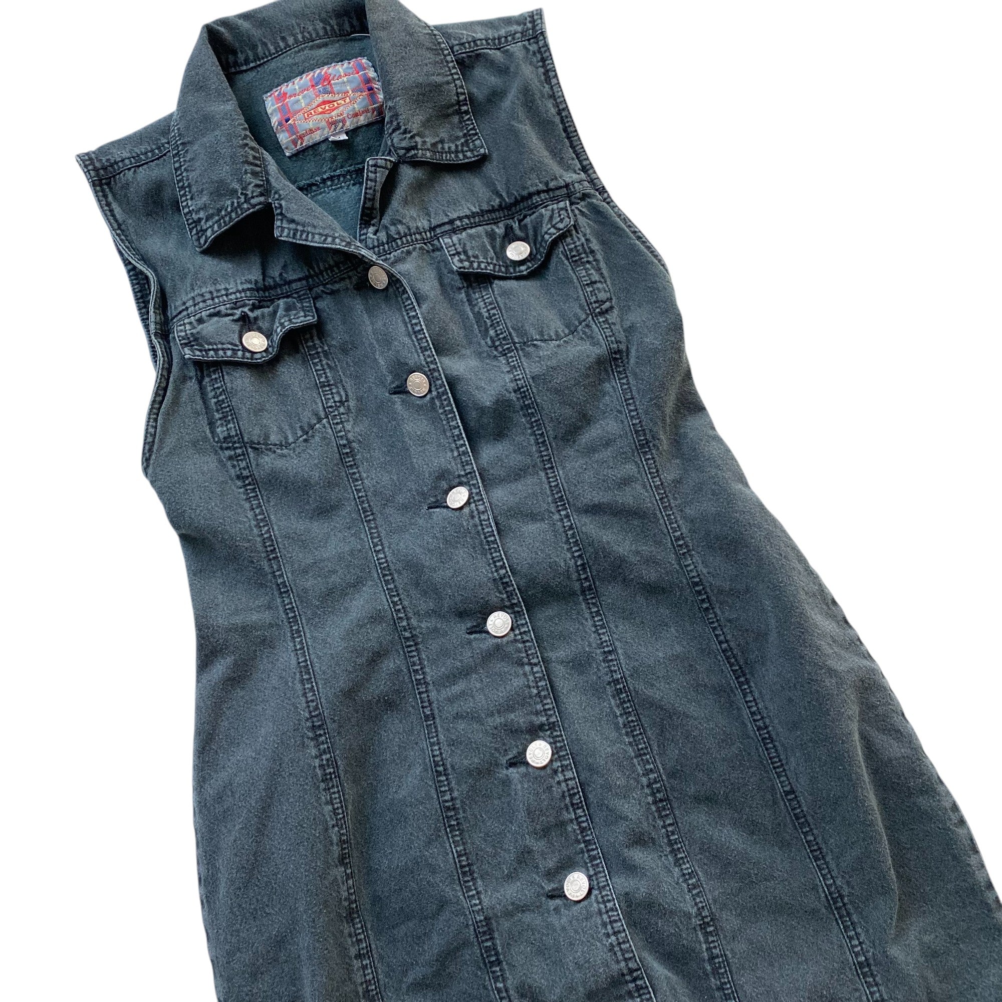 Vintage Revolt Black Denim Button Up Dress