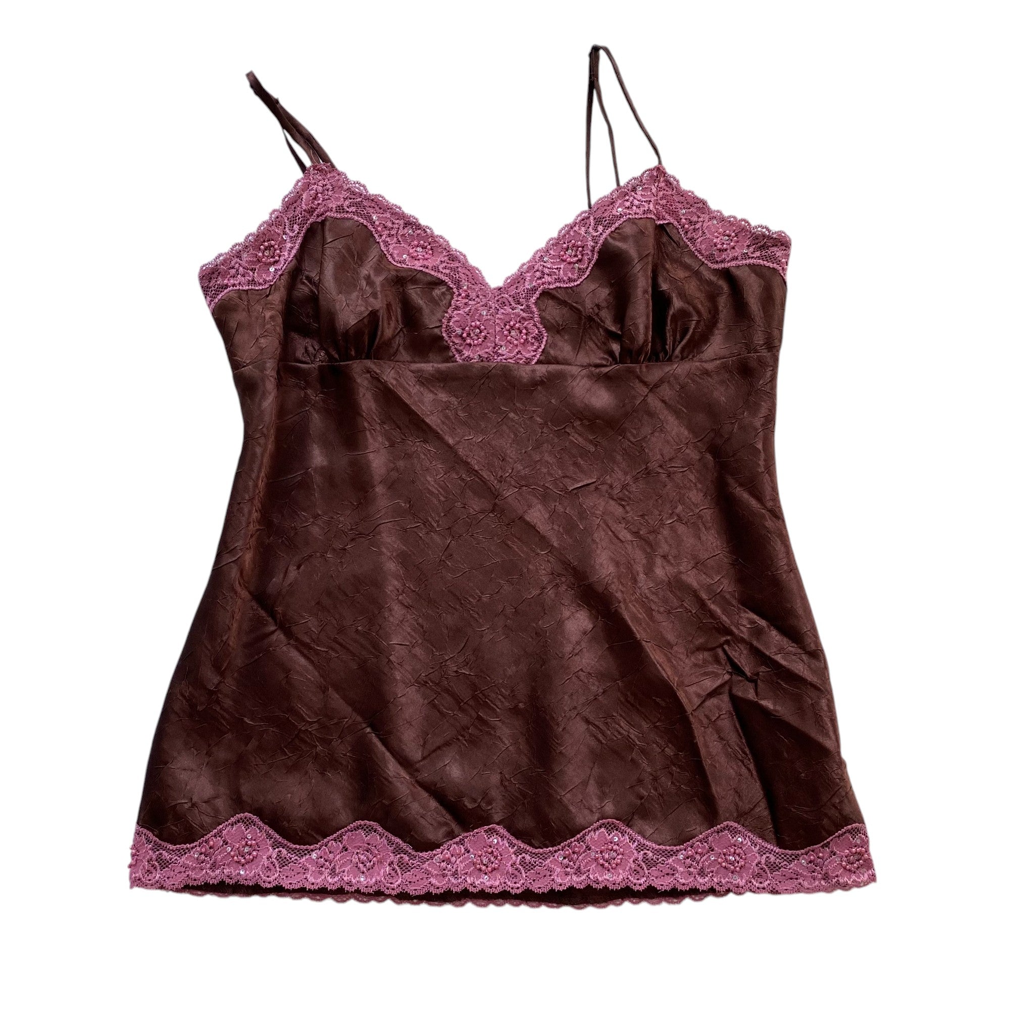 Y2k No Boundaries Brown and Pink Lace Tank Top