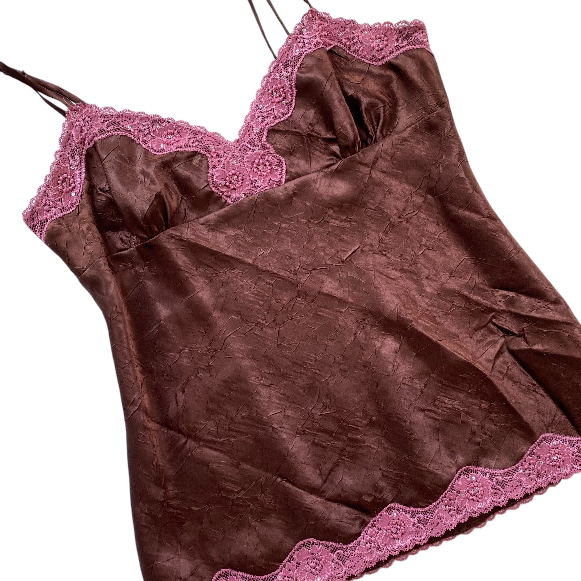 Y2k No Boundaries Brown and Pink Lace Tank Top